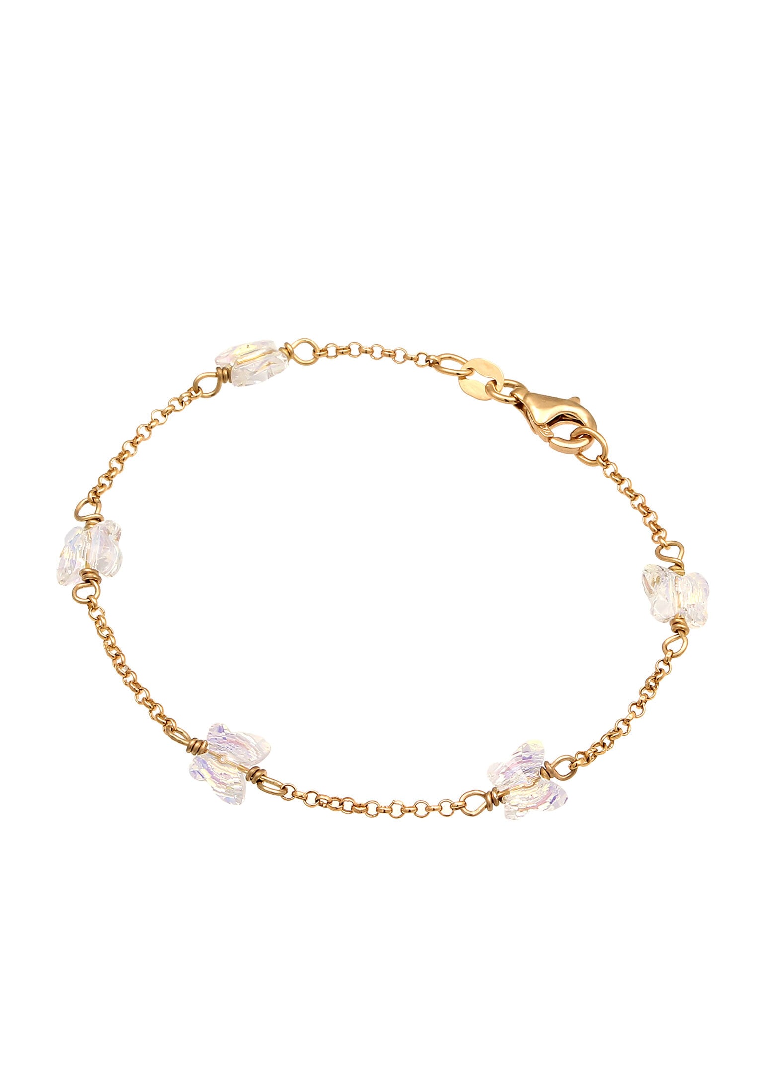 Elli Armkette »Armband Schmetterling Weiß 925 Sterling Silber vergoldet, mit Kristallen von Swarovski®«