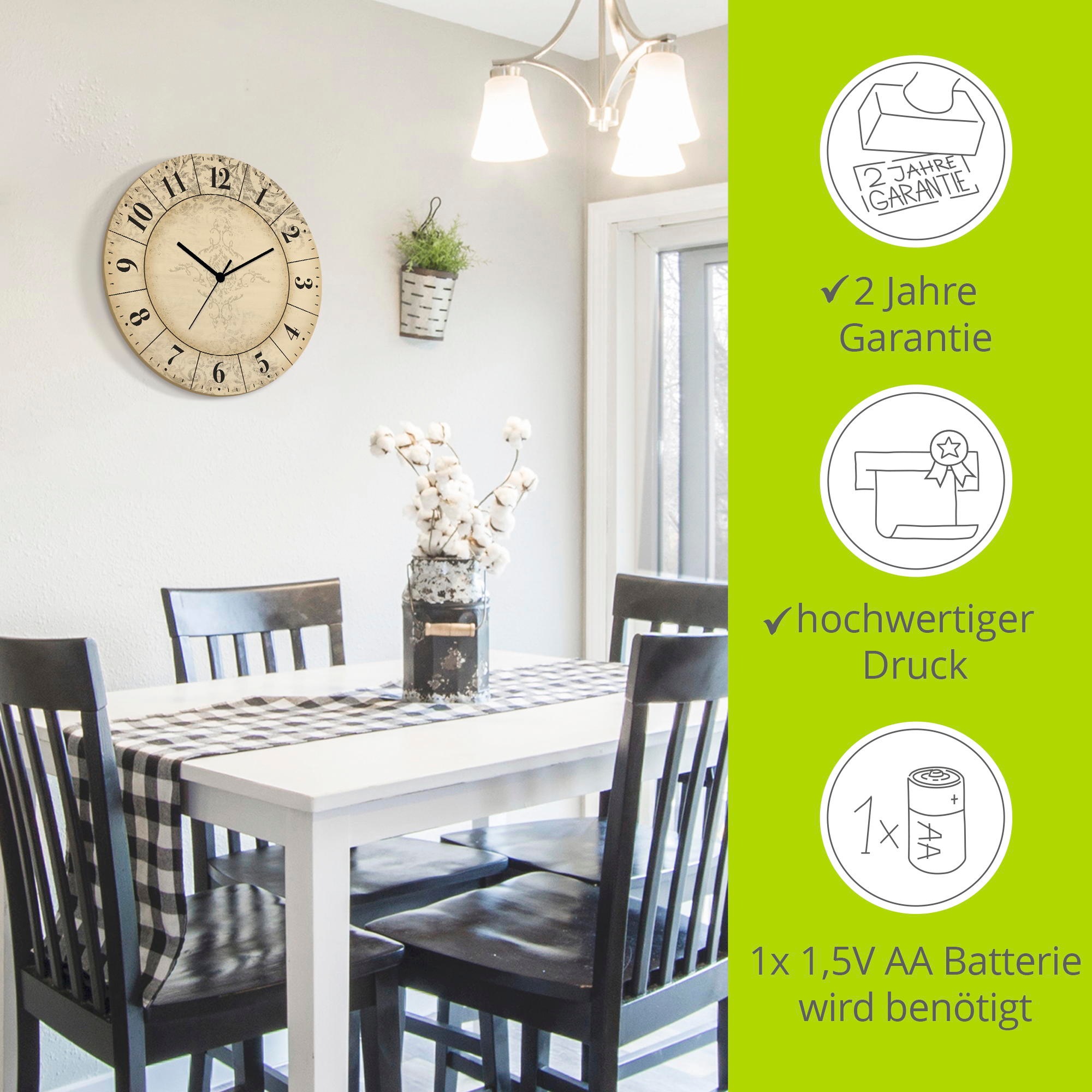 Artland Wanduhr "Vintage Zeitflüsterer" wahlweise mit Quarz- oder Funkuhrwe günstig online kaufen