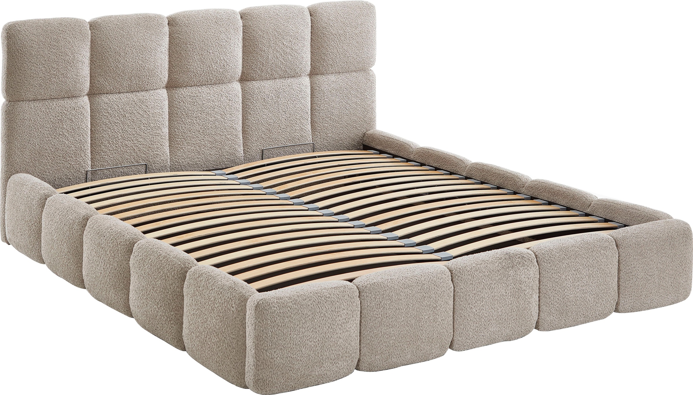 ATLANTIC home collection Polsterbett »"Jane" mit großen Stauraum«, luxurious gepolstertes Kopfteil und Rahmen, Bezug mit Bouclécharakter