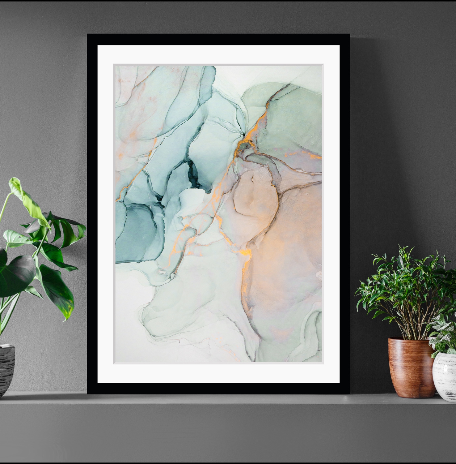 queence Bild "Ria" Abstrakt Kunst Marmor Modern gerahmt, Abstrakt
