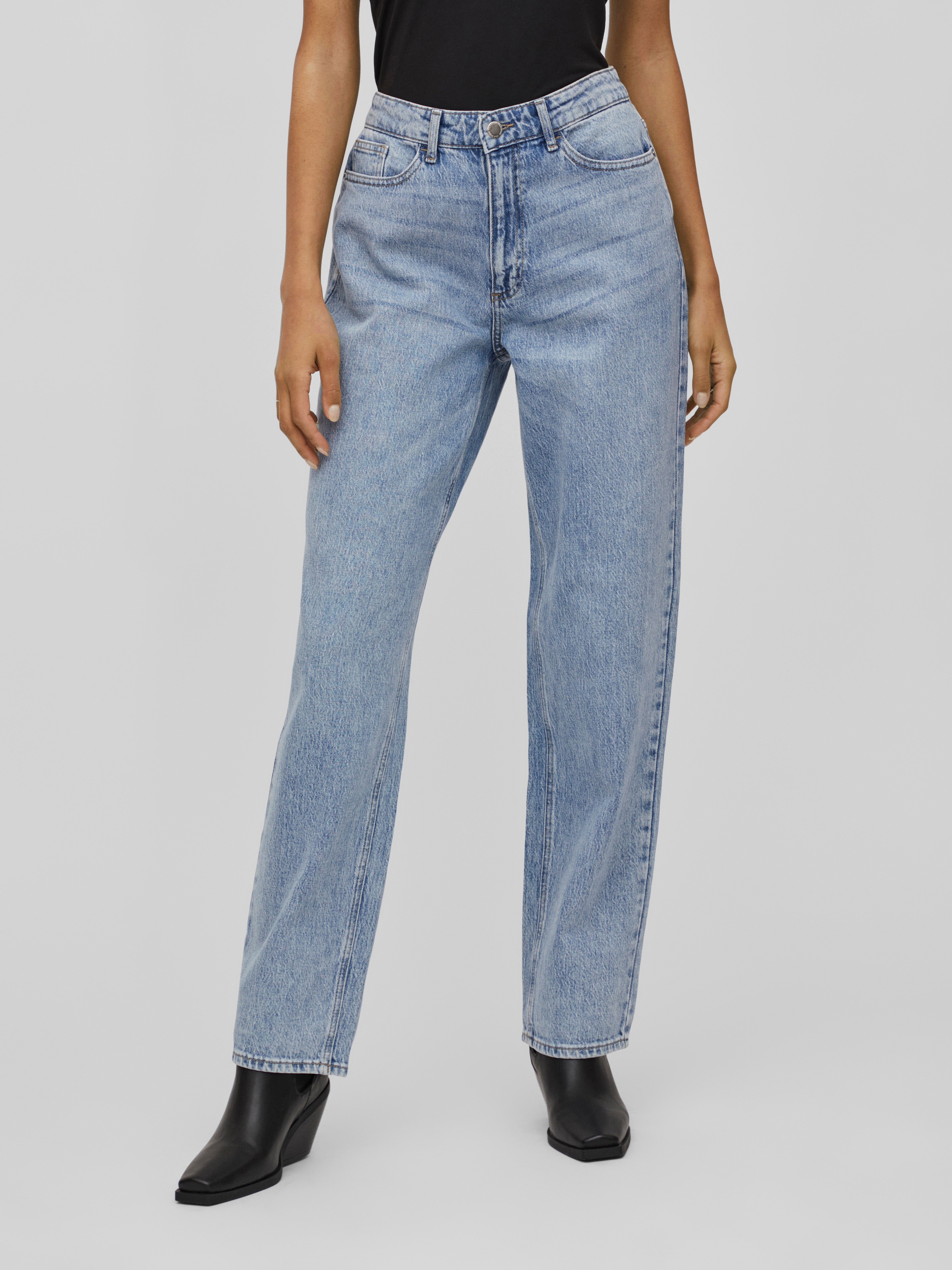 Vila High-waist-Jeans "VIKELLY JAF HW STRAIGHT JEANS-NOOS" Baumwollmischung