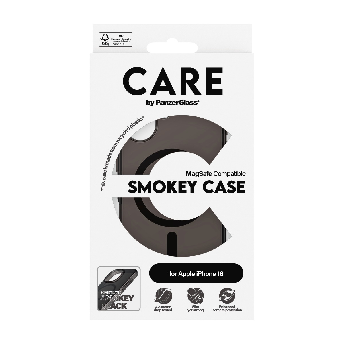 CARE by PanzerGlass Handyhülle »Smokey Case für Apple iPhone 16«, Backcover, Schutzhülle, Handyschutzhülle, Case, Schutzcase, stoßfest