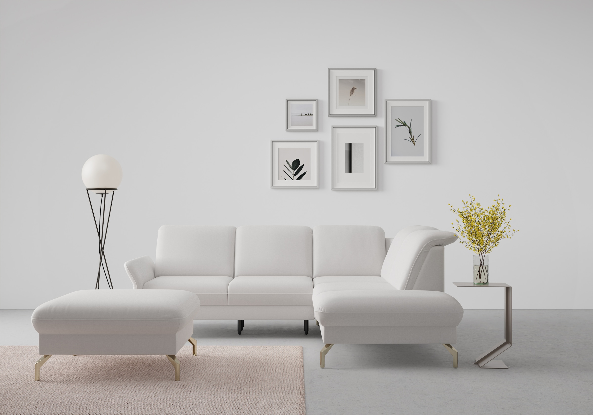 sit&more Ecksofa "Fashion L-Form" wahlweise mit Kopfteilverstellung, Vorziehsitz, motorisch, Nickelfüße
