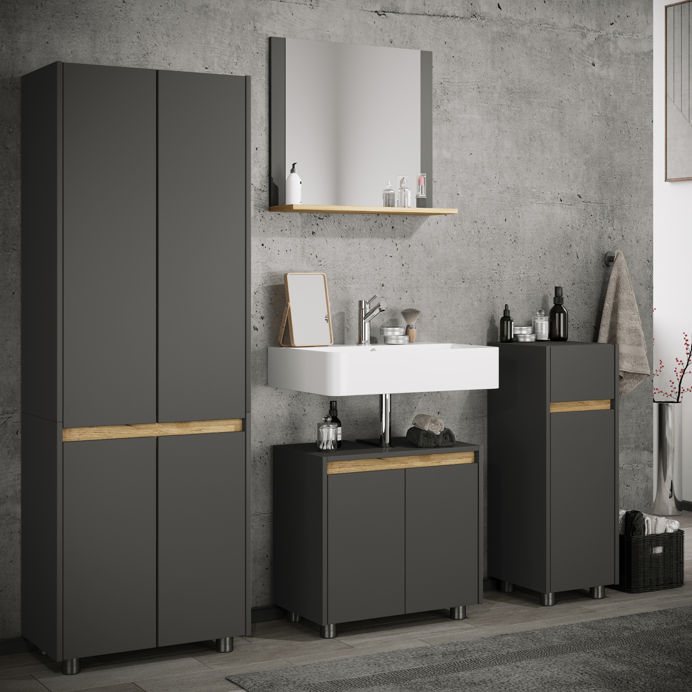 VCM Midischrank »Midischrank mit Schublade Drehtür Cosila 85x30x32« 1 Stk. tlg.