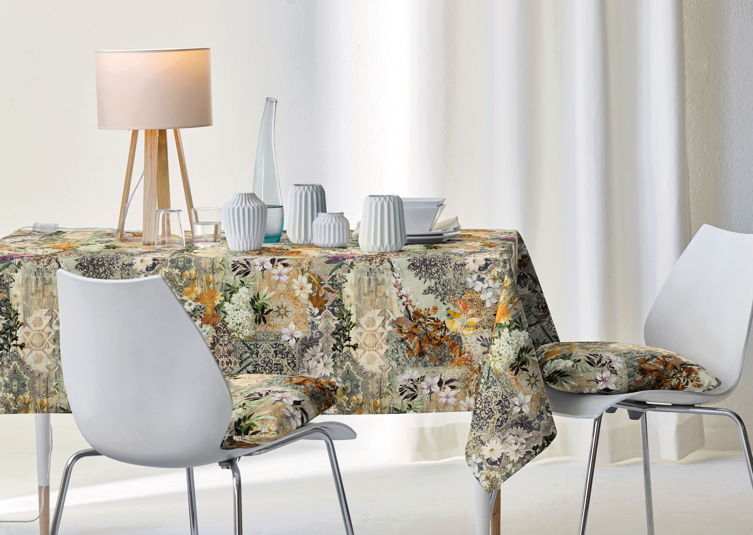 APELT Tischdecke »7401« stylisches Patch mit Herbstblüten