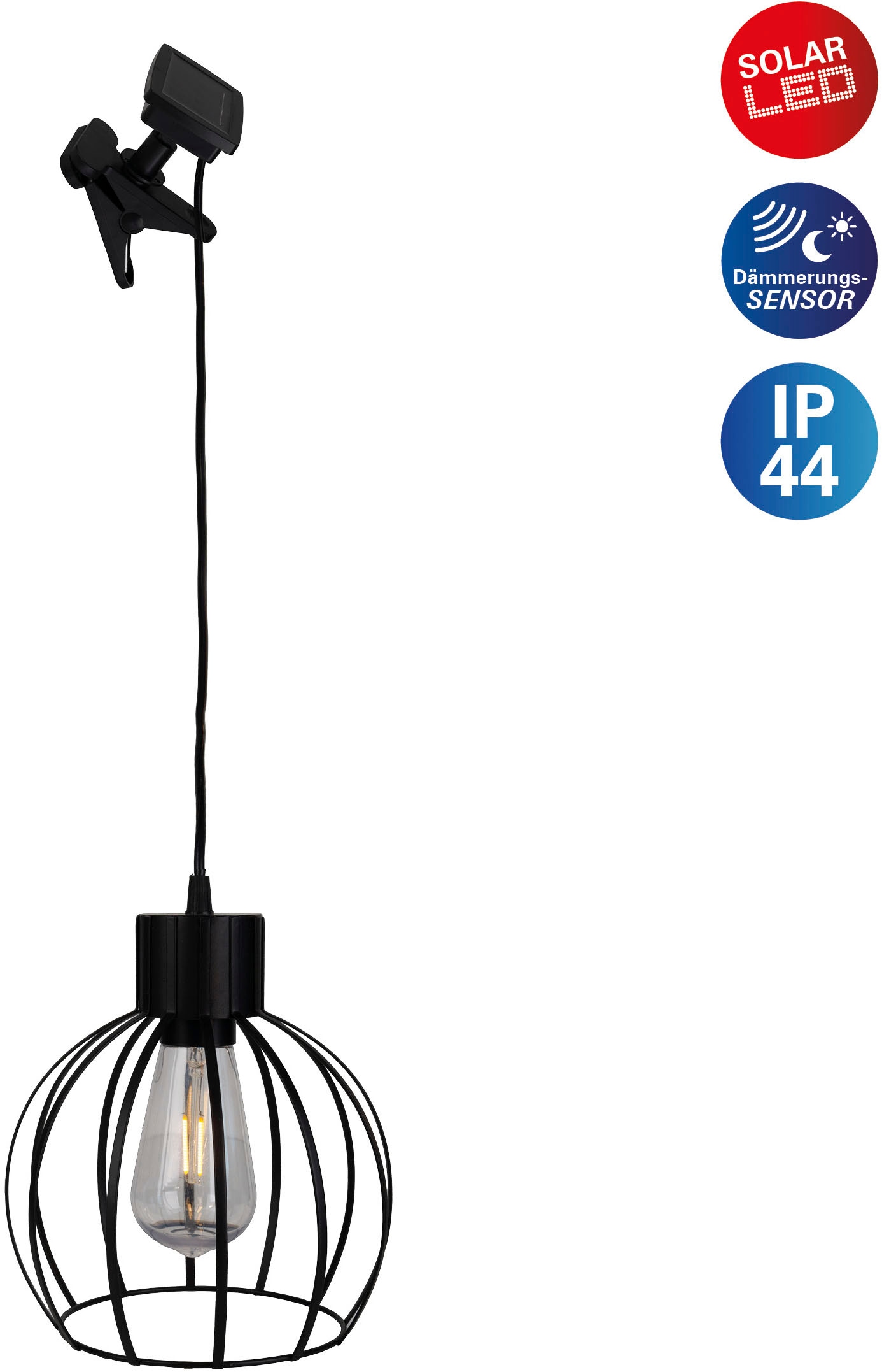 näve LED Solarleuchte "Solar- / Pendelleuchte schwarz "GRID"" 1 Stk. Warmwe günstig online kaufen