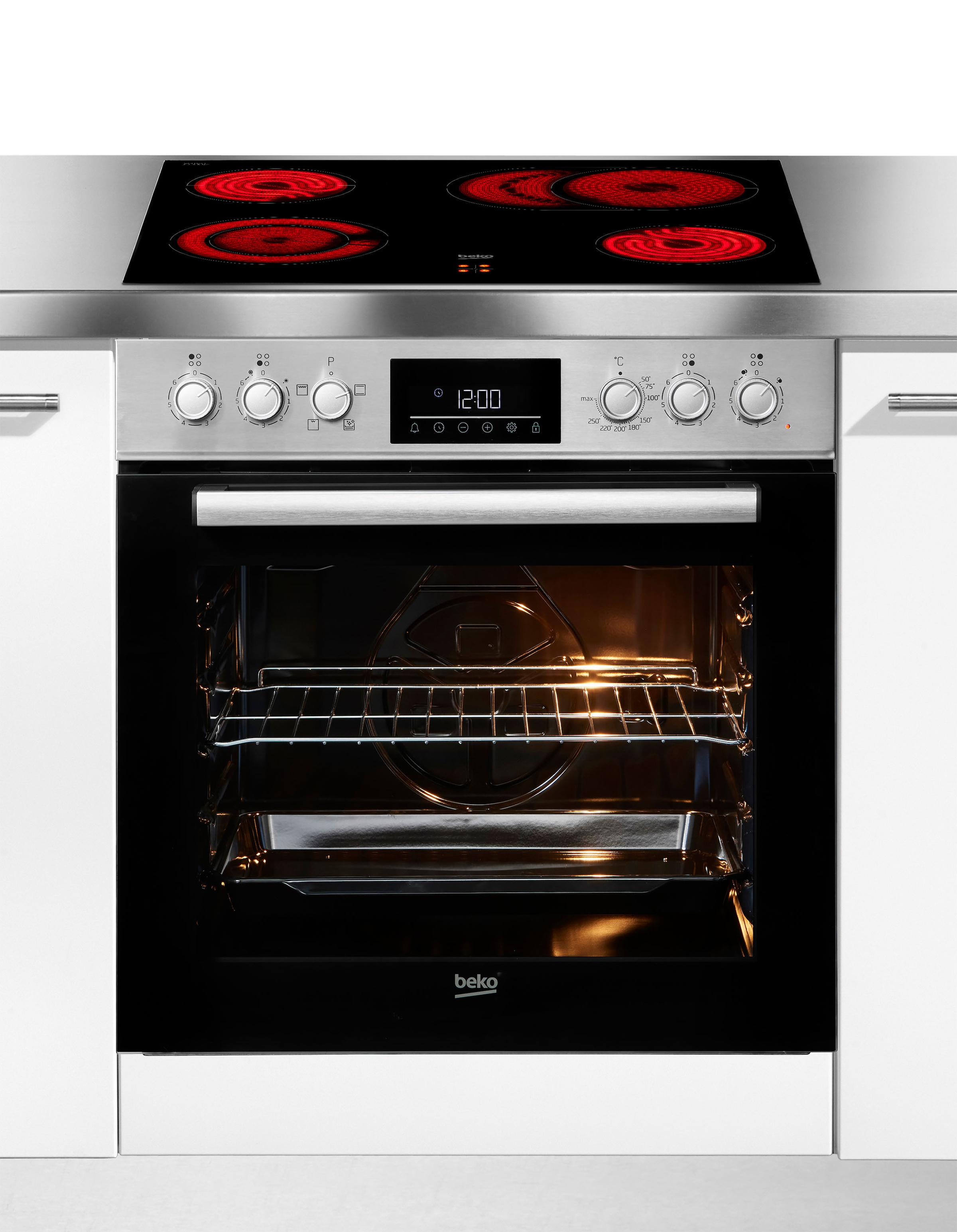 BEKO Elektro-Herd-Set "BBUC1132T0X", silber, Herdsets, Klassisches Herd-Set mit komfortabler Backofenfunktion