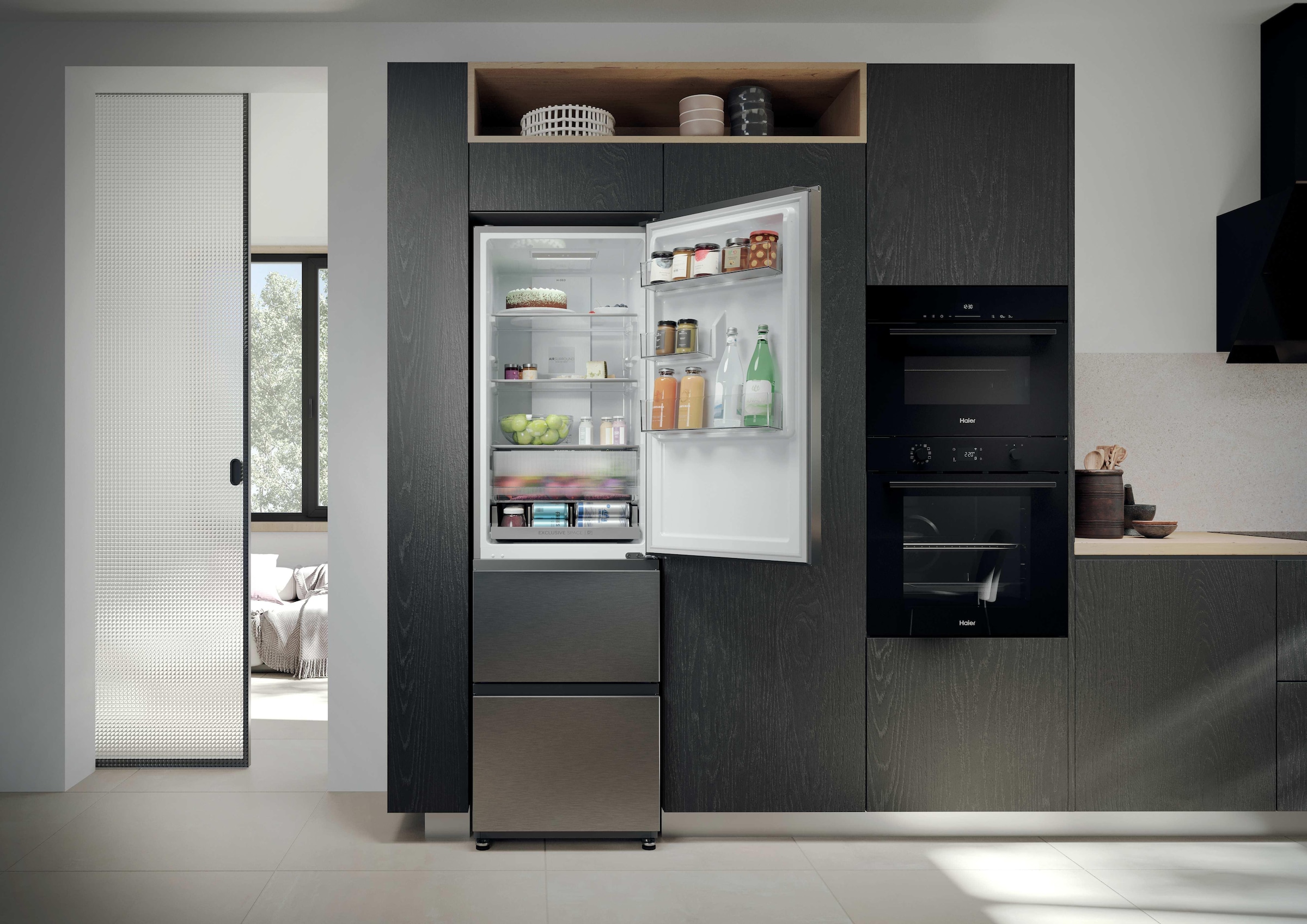 Haier Kühl-/Gefrierkombination Combi 3D 55 »HTR3518ENMX« 185 cm hoch 54,5 cm breit Easy Access-Gefrierschubladen: Alles schnell gefunden