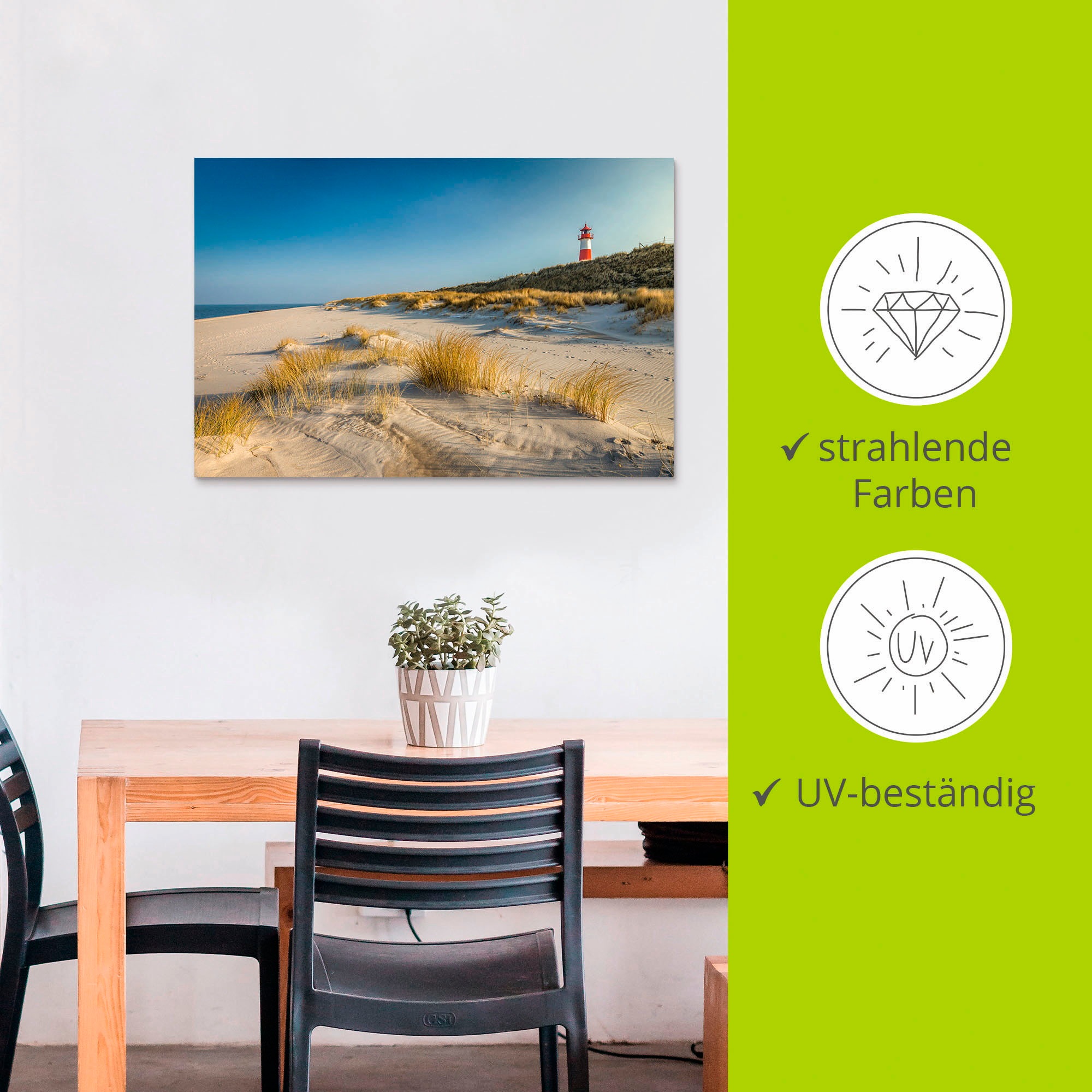 Artland Wandbild »Leuchtturm List-Ost Ellenbogen-Halbinsel«, Strandbilder, (1 St.), als Alubild, Outdoorbild, Leinwandbild, Poster in verschied. Größen