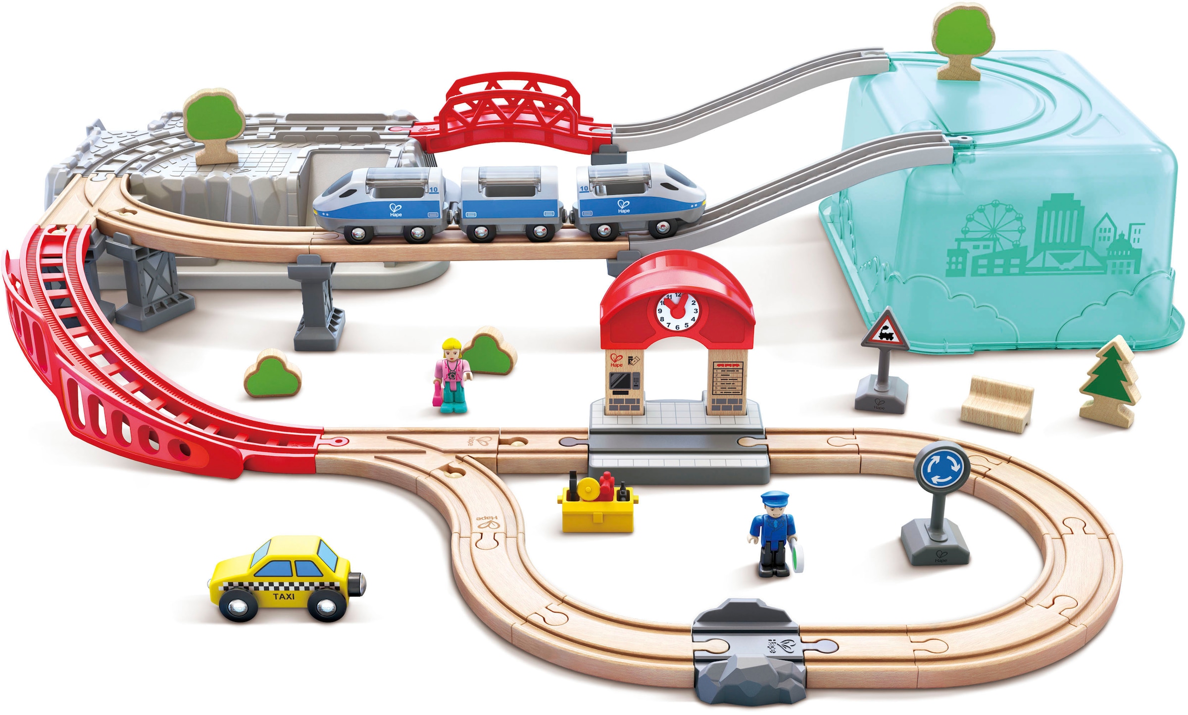"Spielzeug-Eisenbahn HAPE ""Stadtbahn"", bunt, Spielzeugfahrzeuge, Kinder"
