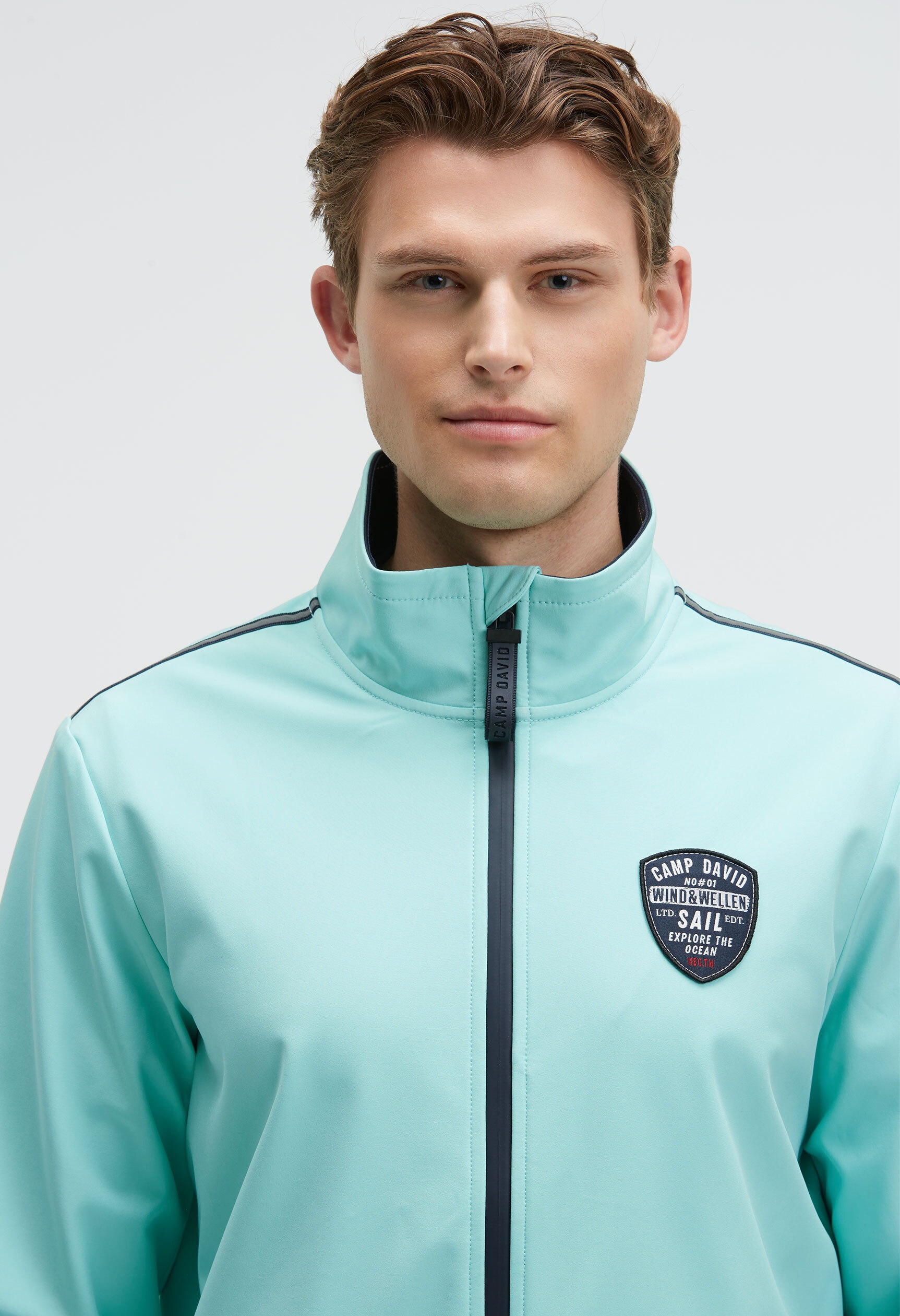 CAMP DAVID Softshelljacke ohne Kapuze mit verstellbarem Gummizug im Saum