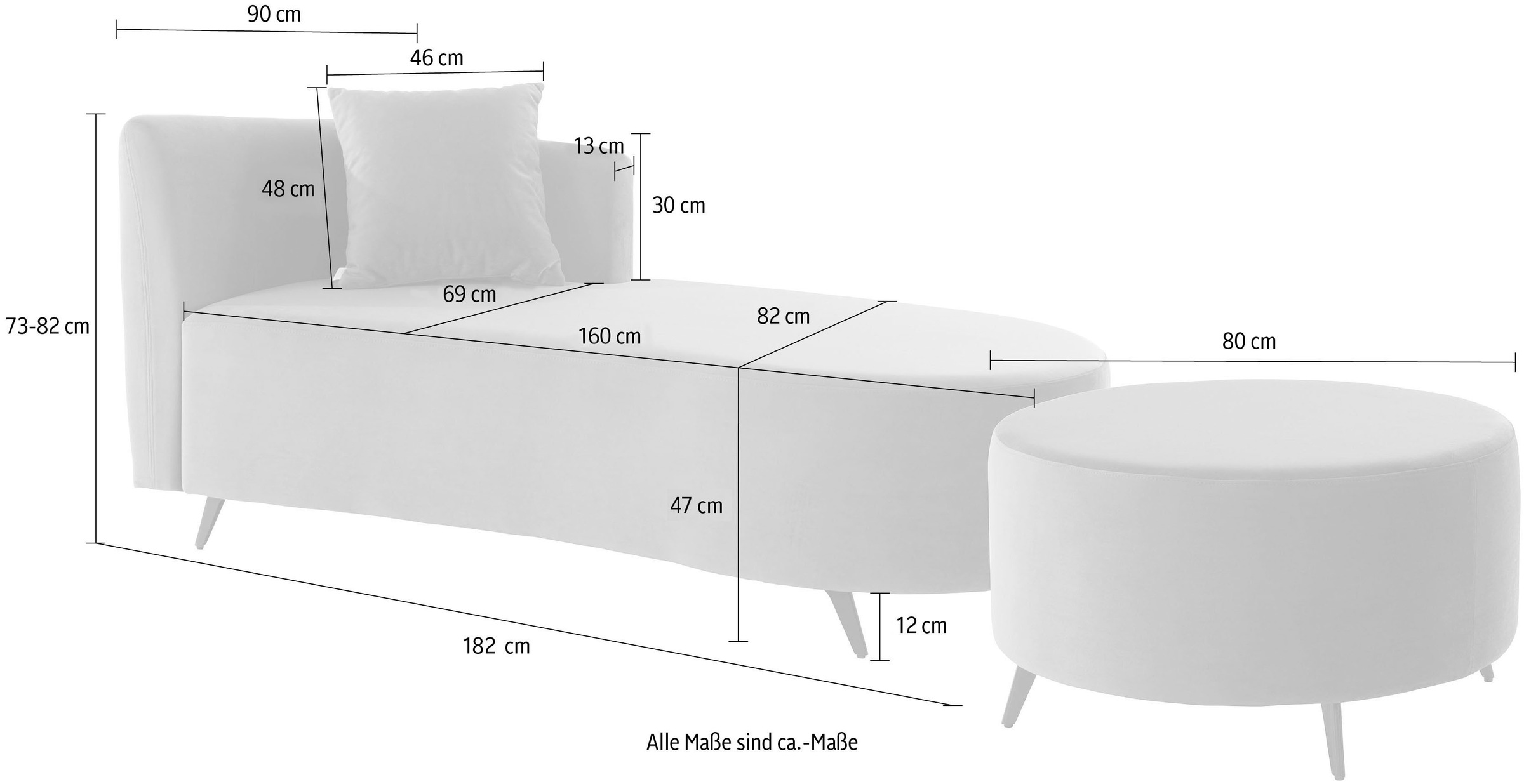 andas Recamiere »Hulby«, wahlweise mit und ohne Hocker und Armlehne links oder rechts