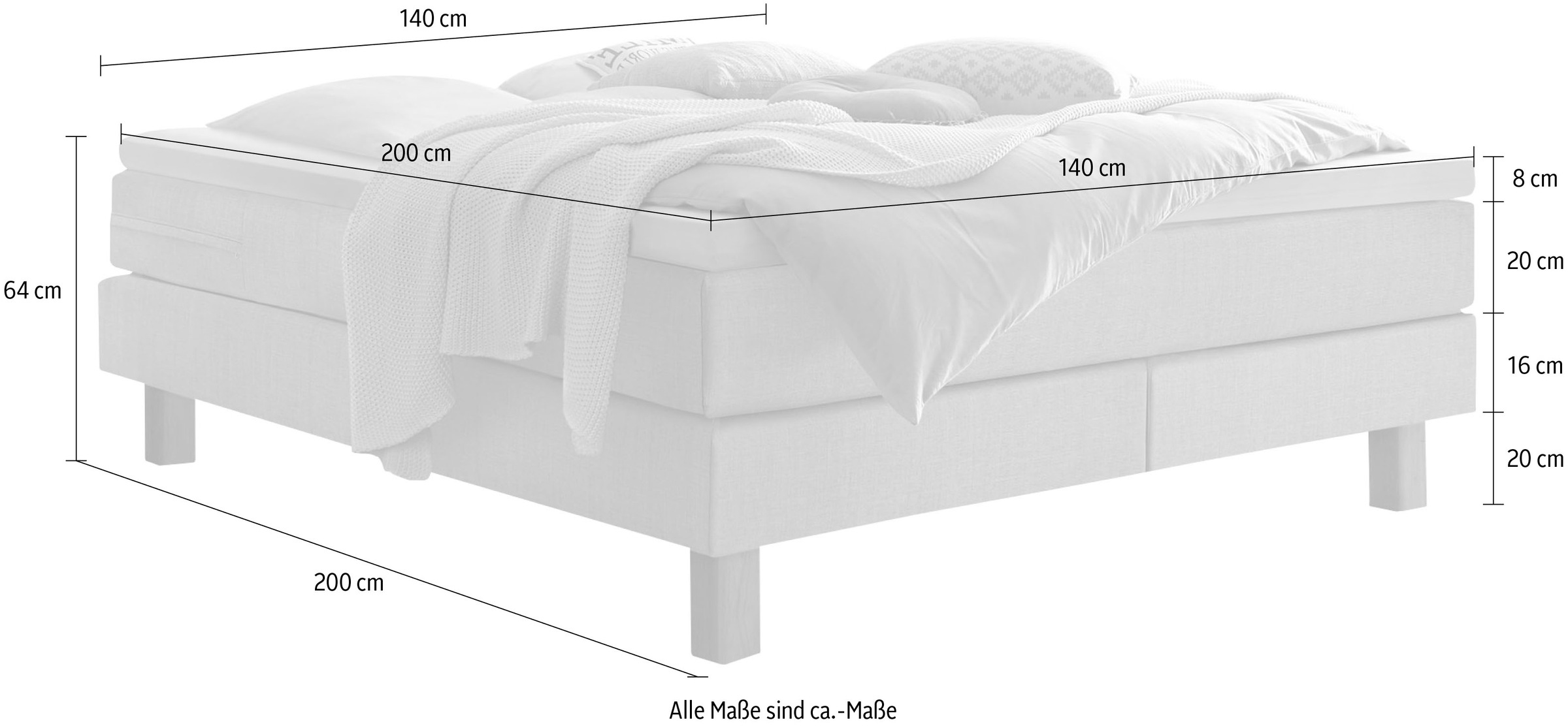 HASENA Boxspringbett »Isoba«, inkl. Topper, Füsse aus massiver Eiche