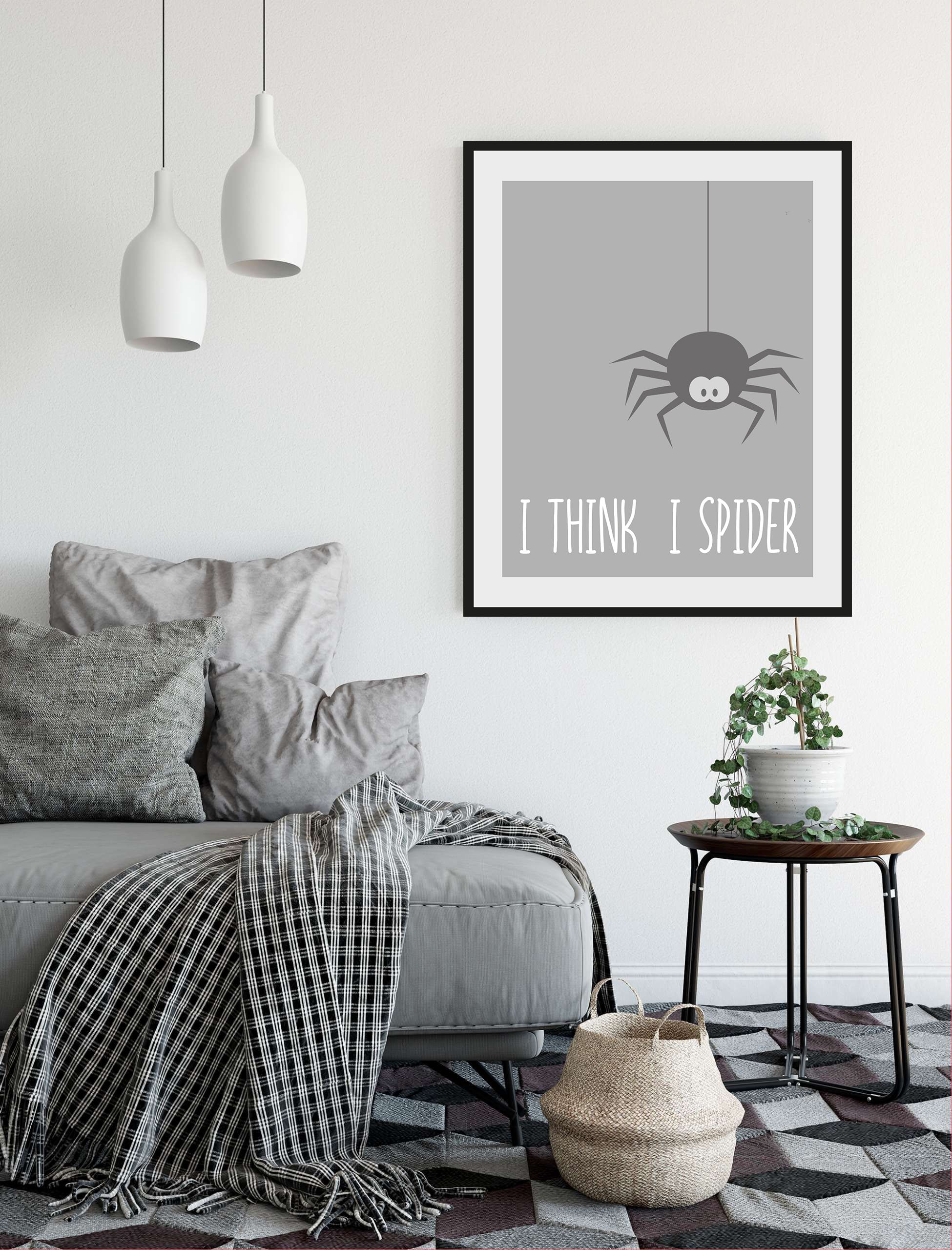 queence Bild "I THINK I SPIDER", Schriftzug-Humor-Sprüche & Texte-Schwarz-W günstig online kaufen
