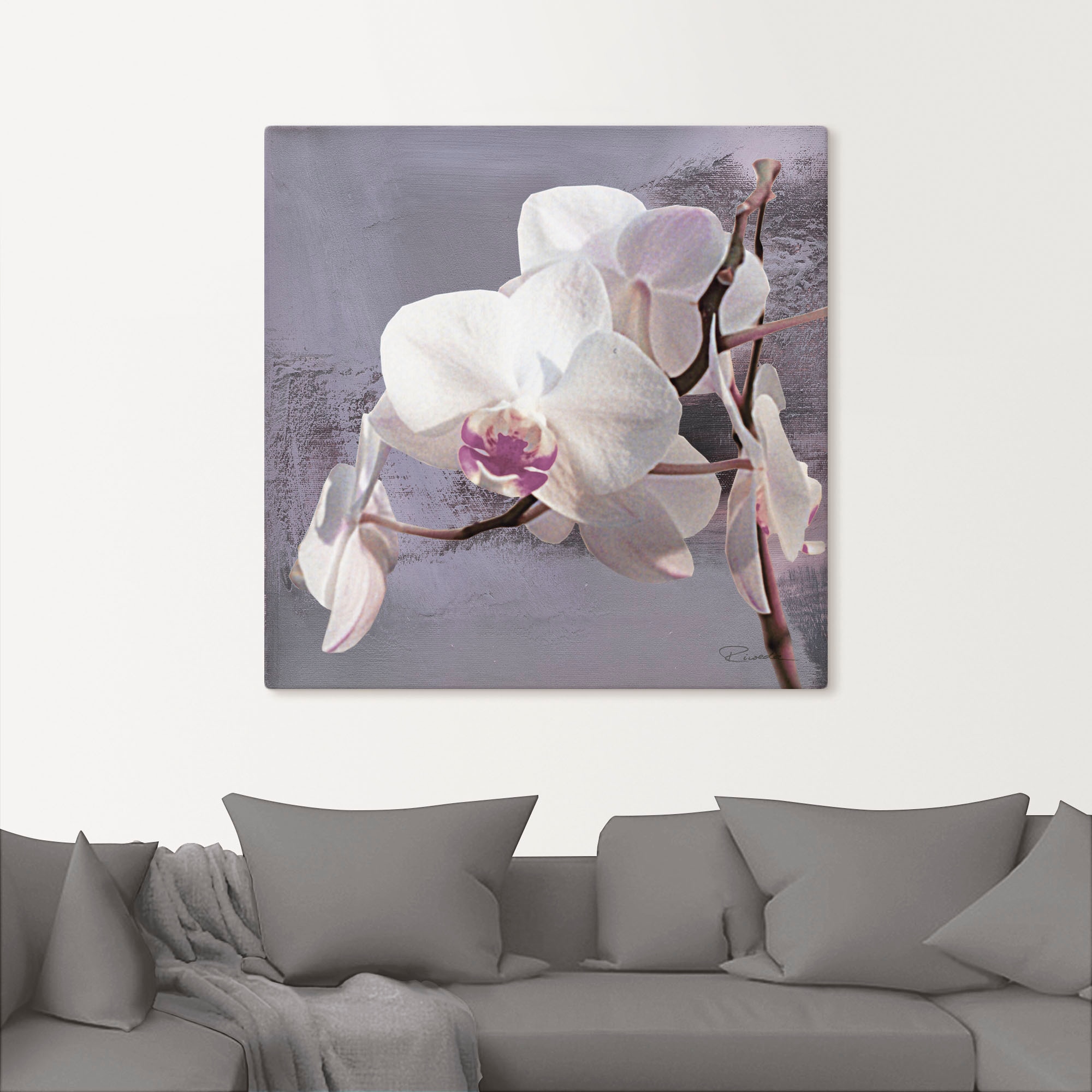 Artland Wandbild »Orchideen vor Violett I«, Blumen, (1 St.), als Alubild, Outdoorbild, Leinwandbild, Poster, Wandaufkleber