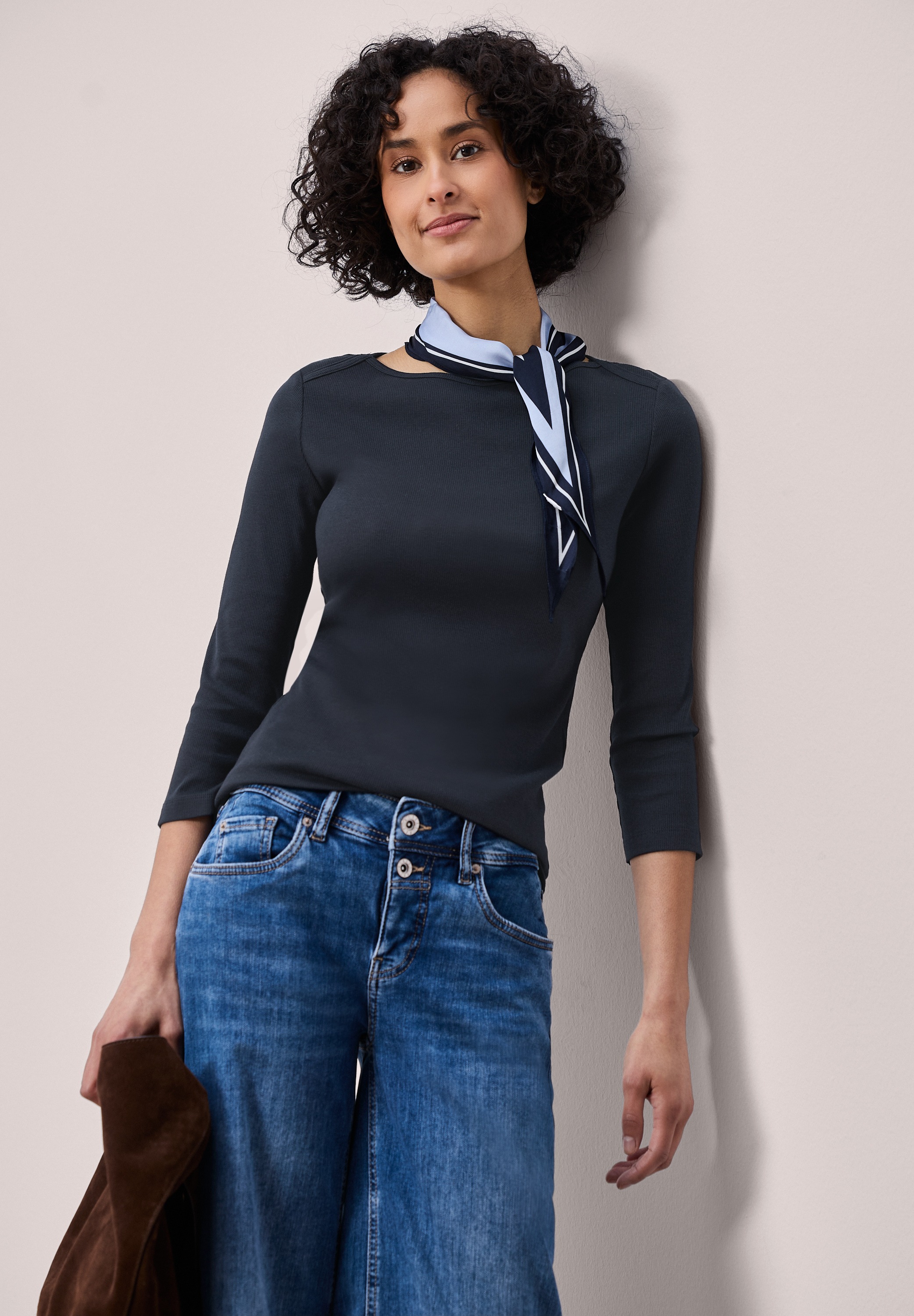 STREET ONE 3/4-Arm-Shirt aus Baumwolle mit Stretchante