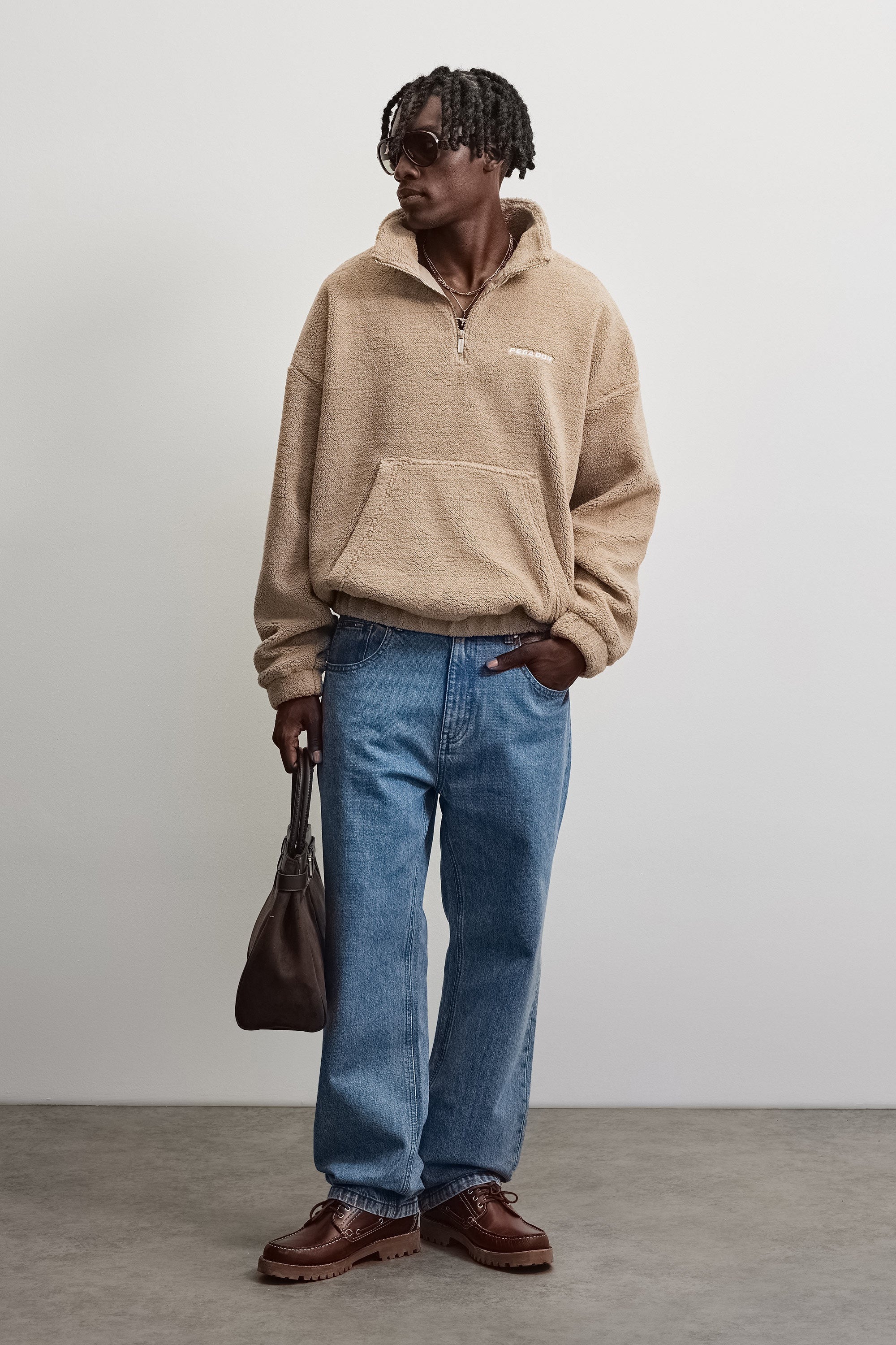 PEGADOR Sweatshirt »Puka Teddy Half Zip Sweater«, Kunstfaser, regular fit
