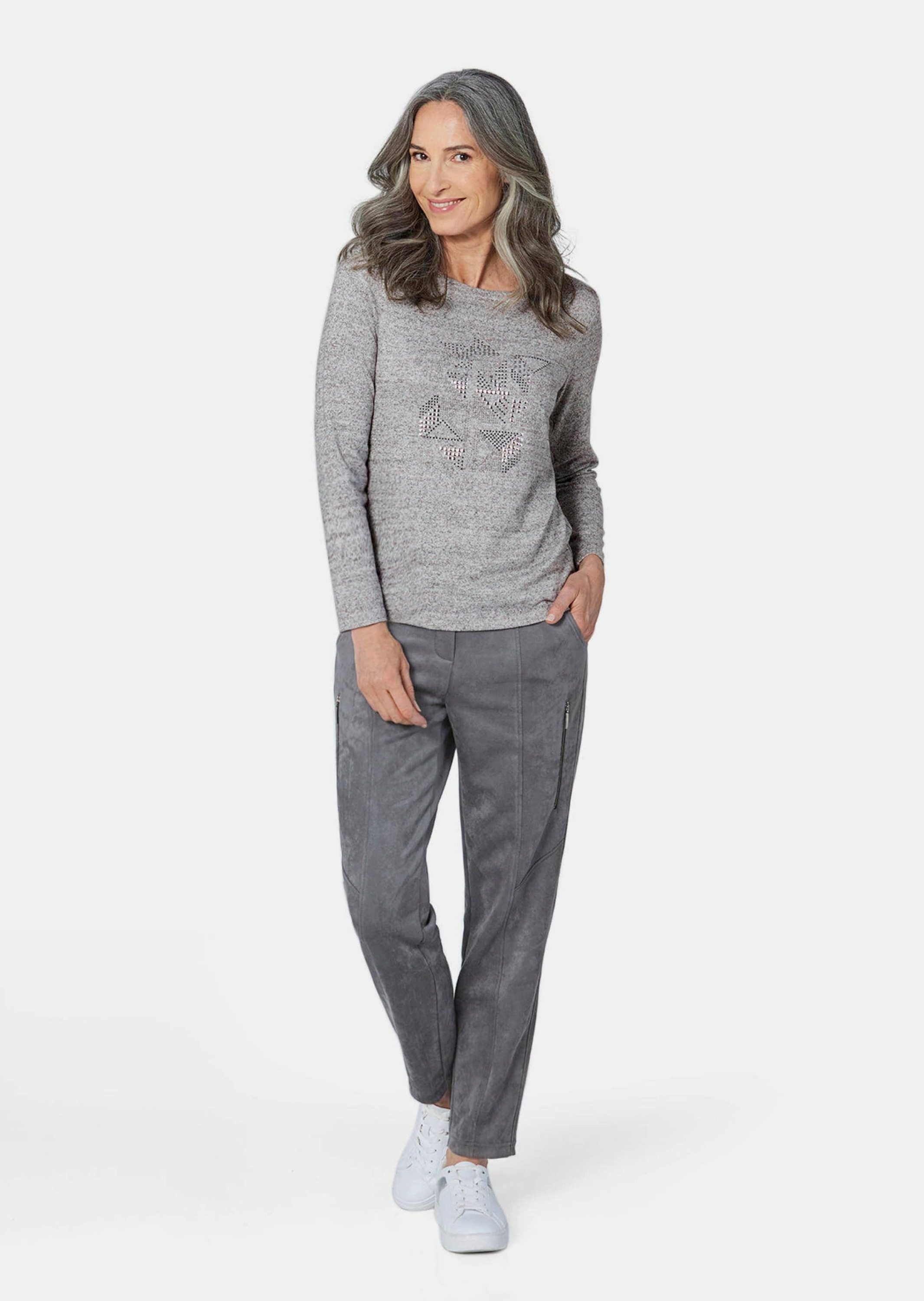 GOLDNER Kurzarmshirt »Langarmshirt mit Applikation«