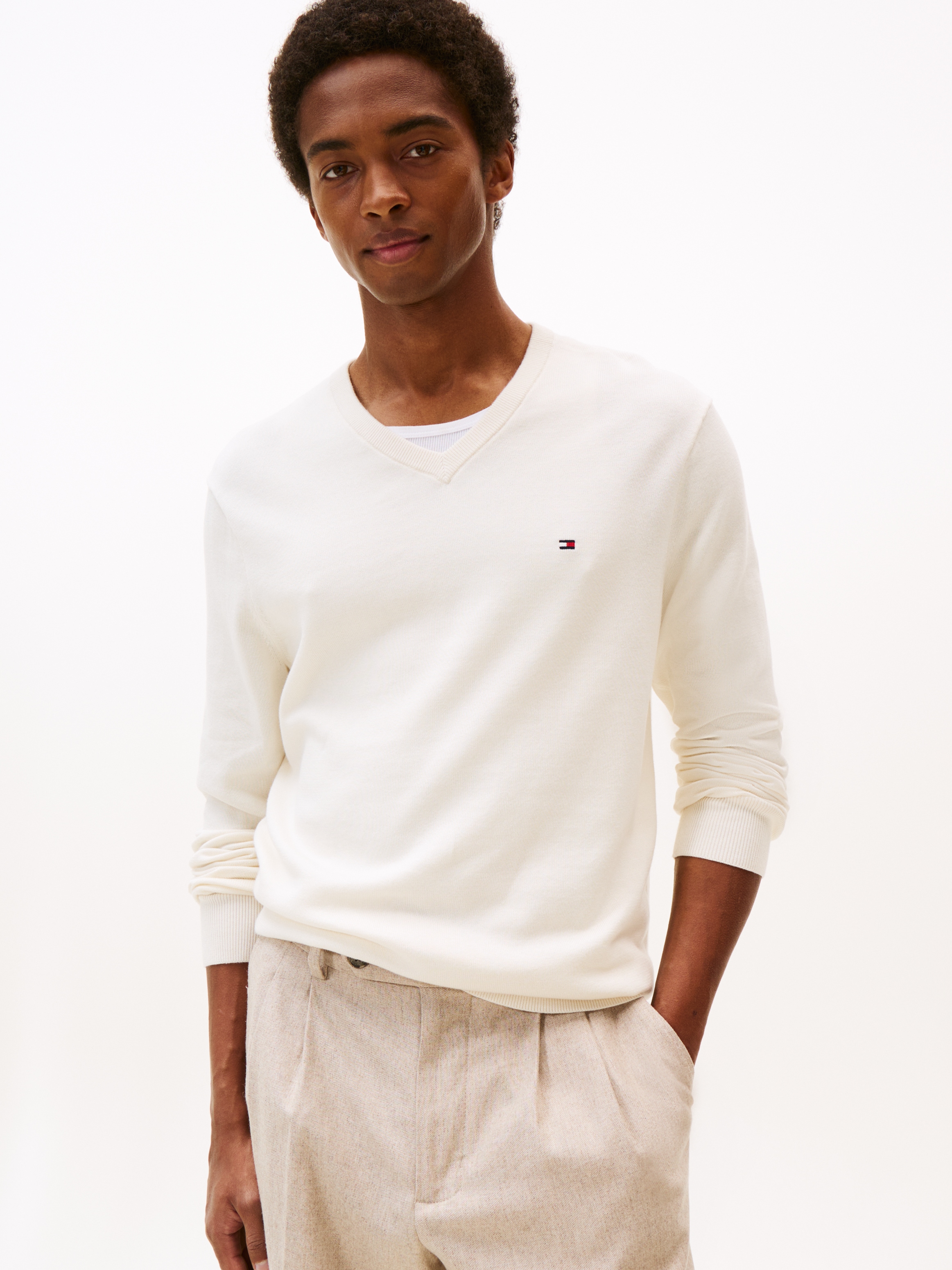 Tommy Hilfiger Strickpullover »ESSENTIAL COTTON V NECK«