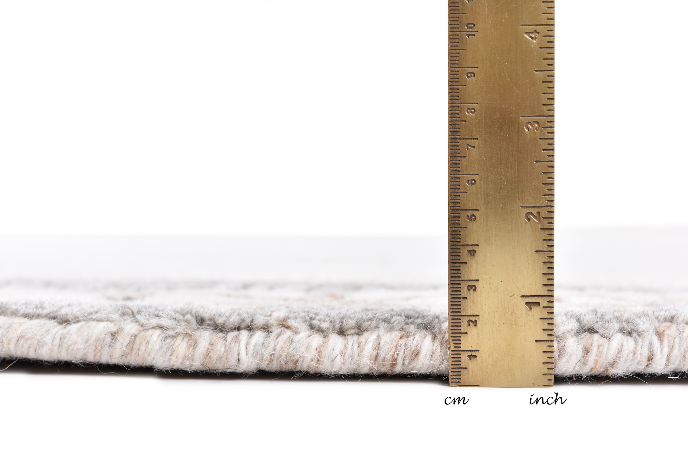 THEKO Wollteppich »Royal Natur 6030«, rund, 14 mm Höhe, reine Wolle, handgetuftet, mit Bordüre