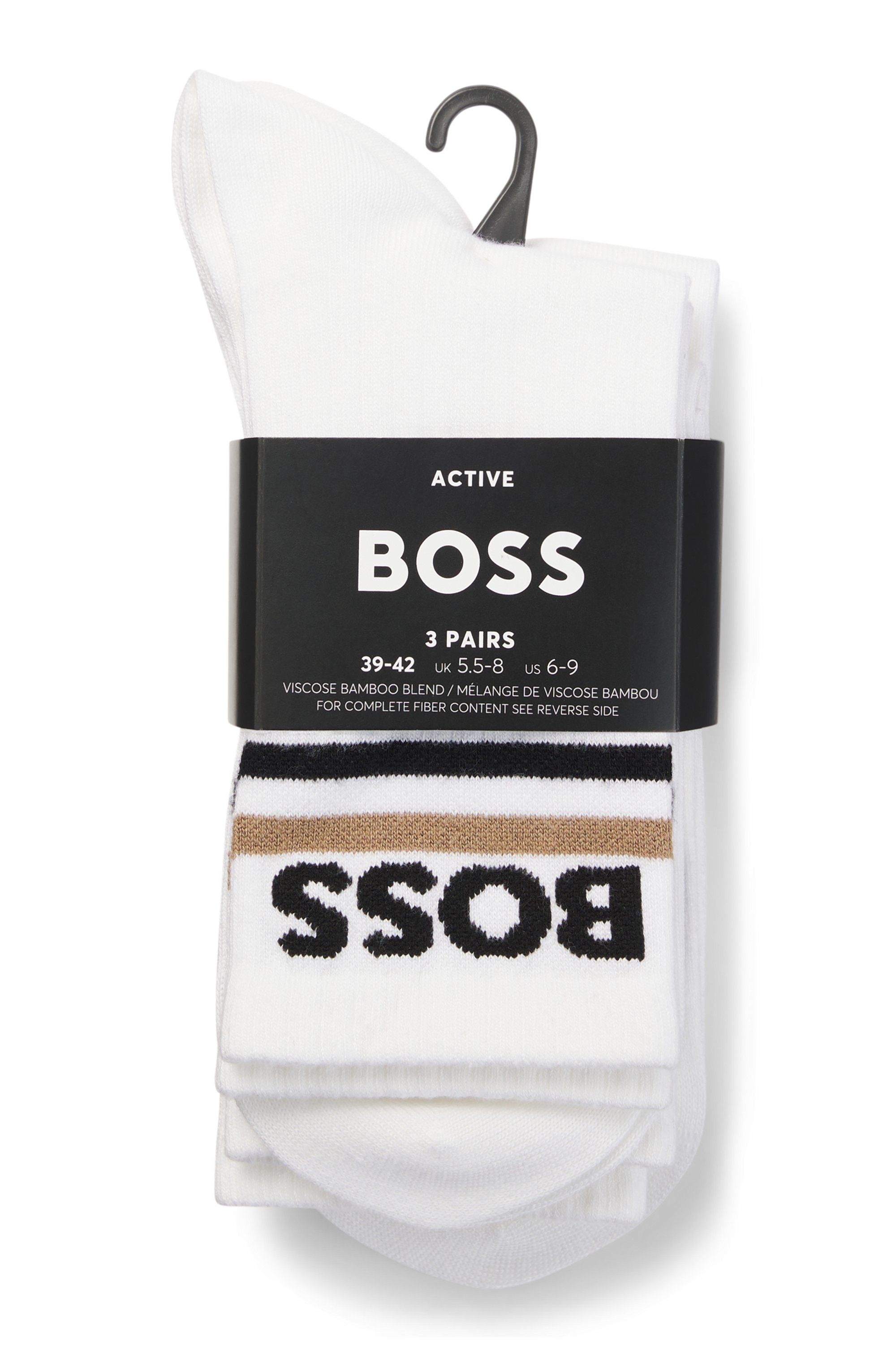 BOSS Basicsocken »3PQS PiquetStripe VI« 3 Paar tlg. aus Bambus-Mix mit Logos