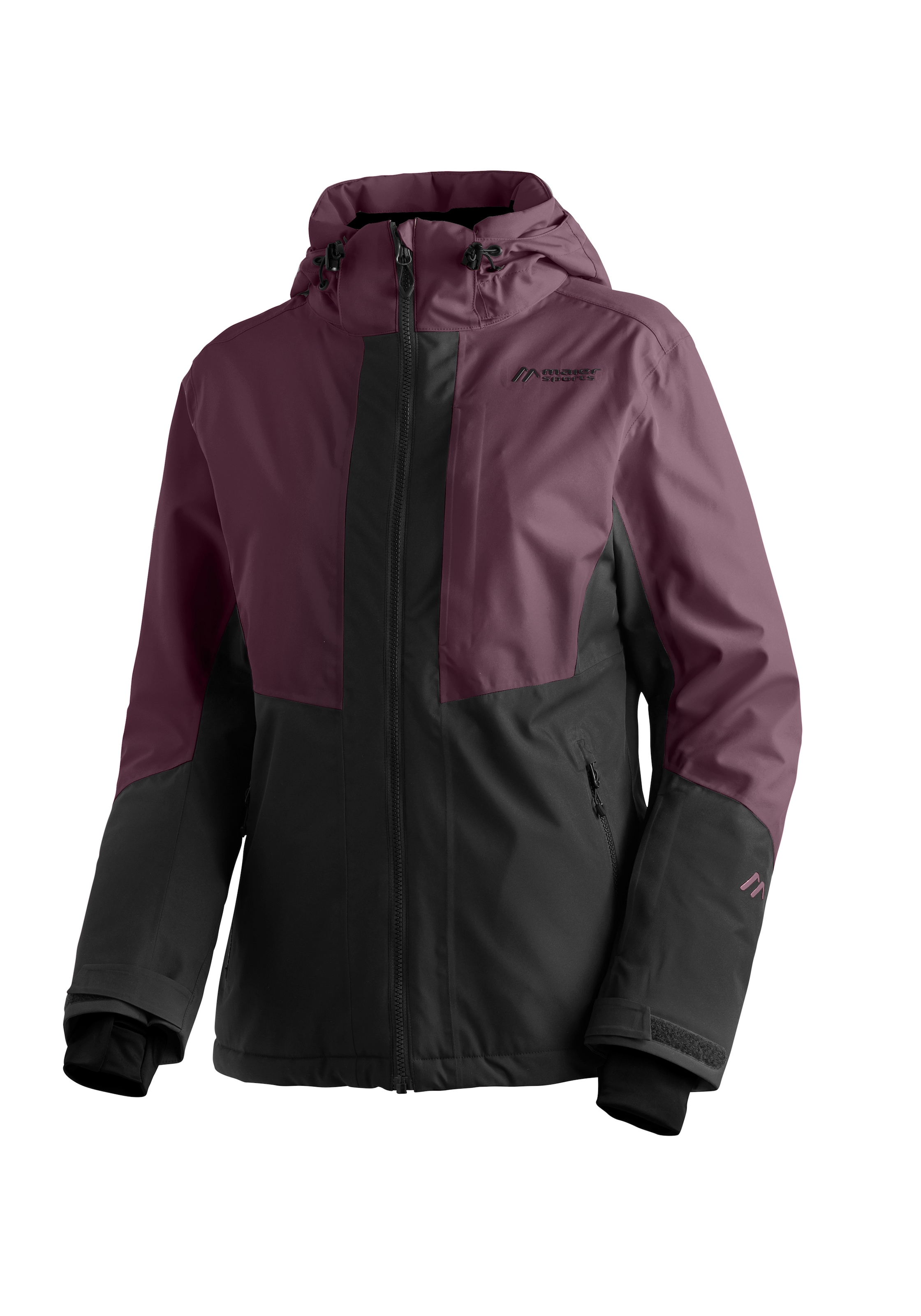 Skijacke MAIER SPORTS "Campigna W", Damen, Gr. 42, lila (dunkelviolett), 100% Polyester, Jacken Skijacke, Damen Winterjacke wasserdicht u. atmungsaktiv