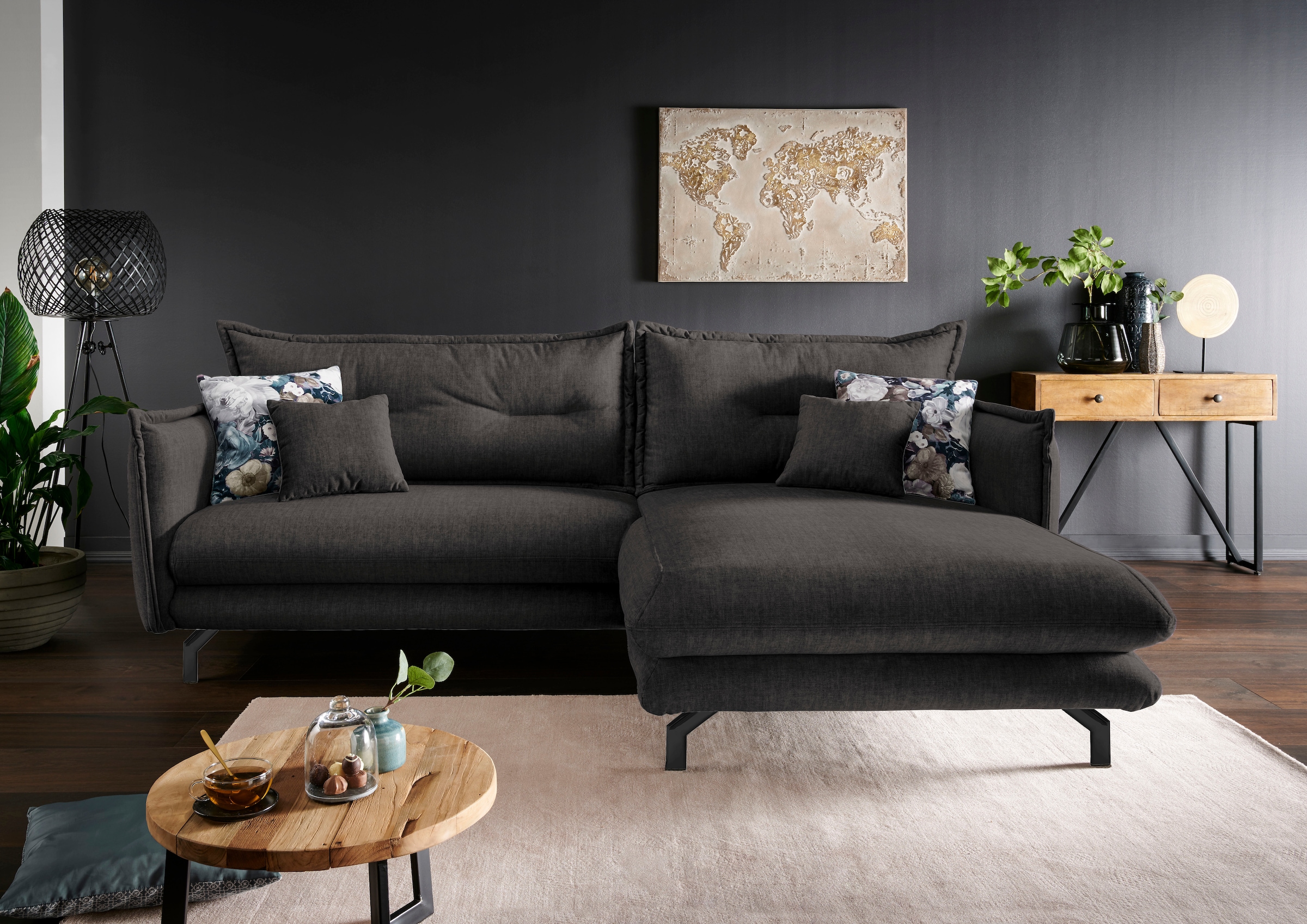 Home affaire Ecksofa "Lava modern & bequem, Breite 255cm, tolle Detailverarbeitung" Armlehnen verstellbar