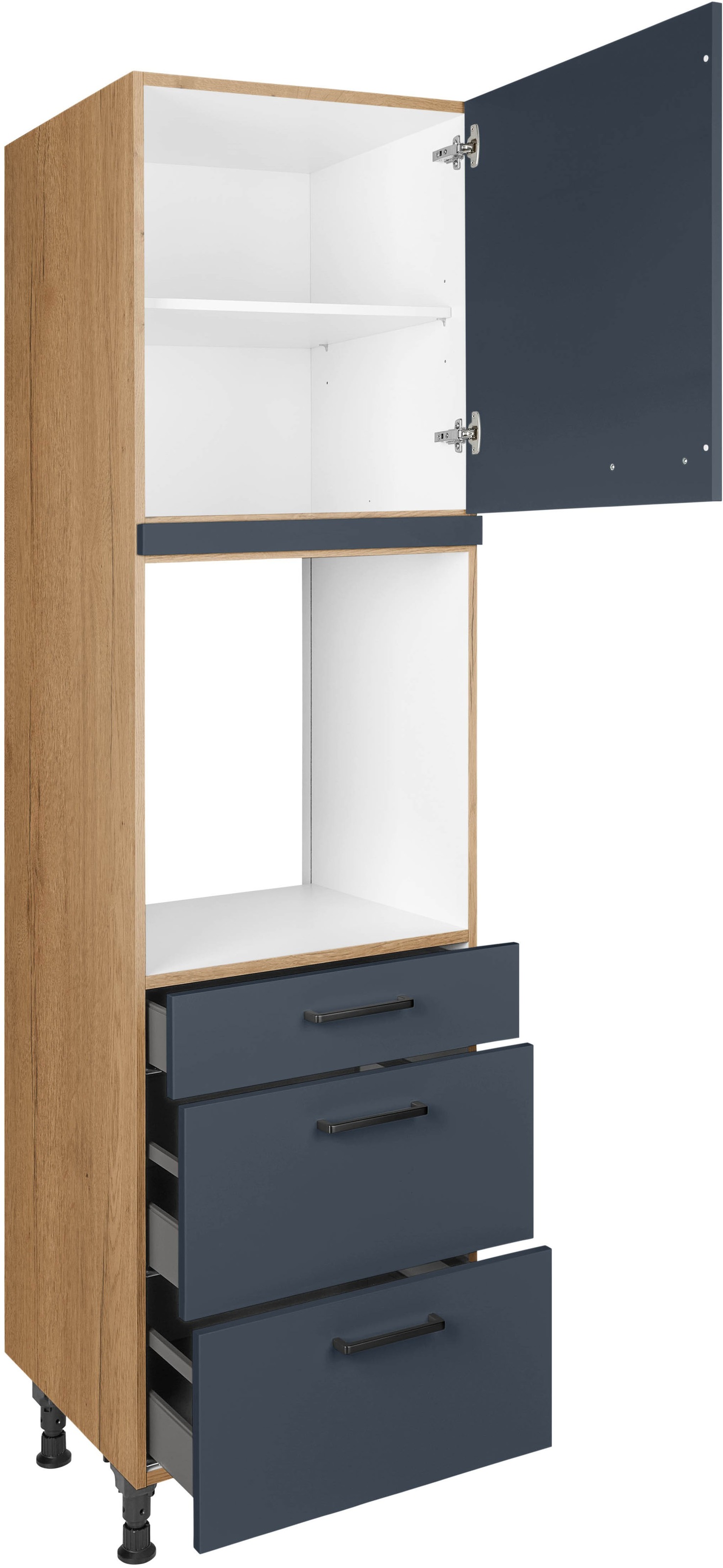 nobilia® Backofenumbauschrank »"Easytouch", Ausrichtung wählbar, mit Schublade und zwei Auszügen und«, einer Tür, vormontiert, Breite/Höhe: 60/216,6 cm