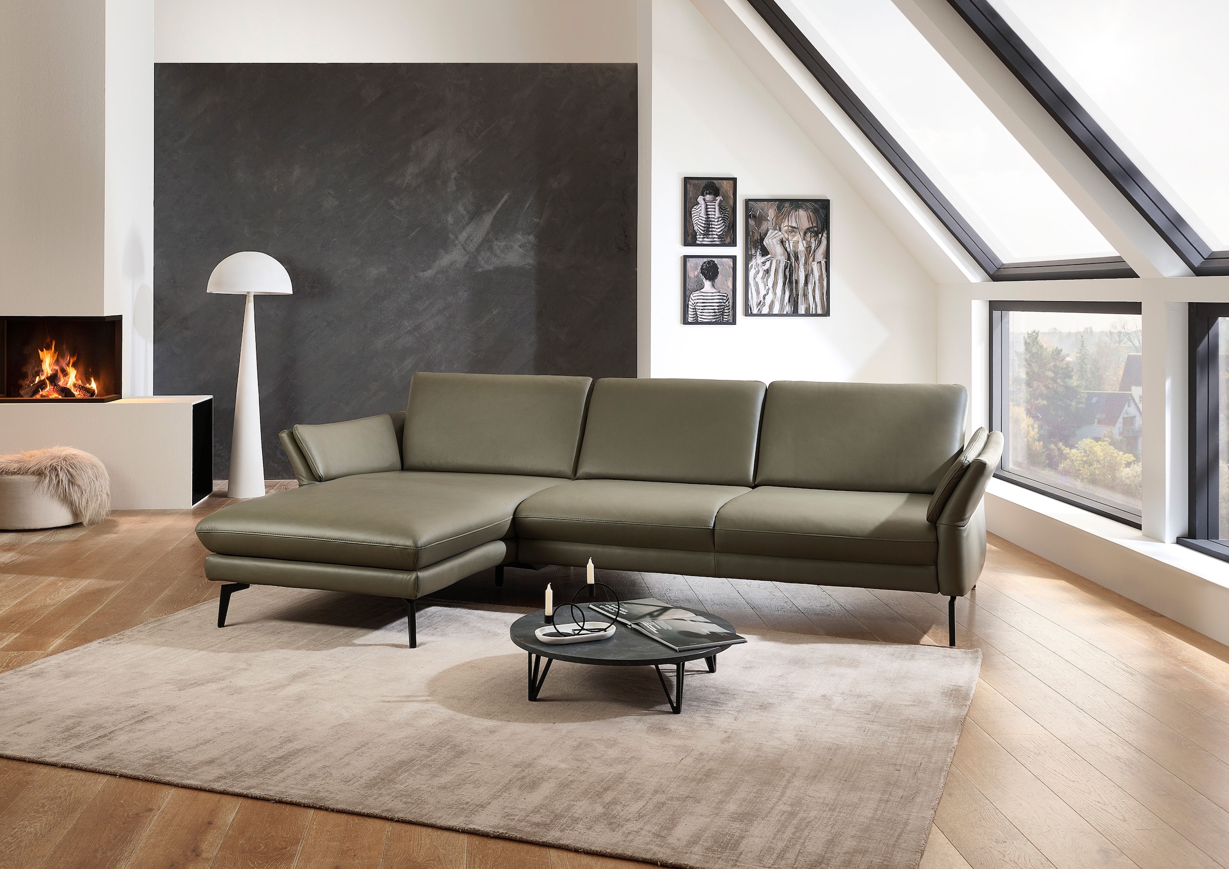 Die PlanBar Ecksofa »PN-EM23050, L-Form, Breite 289 cm« Optional mit Echtleder-Rücken, Kopfstütze, Sitz- und Armverstellung