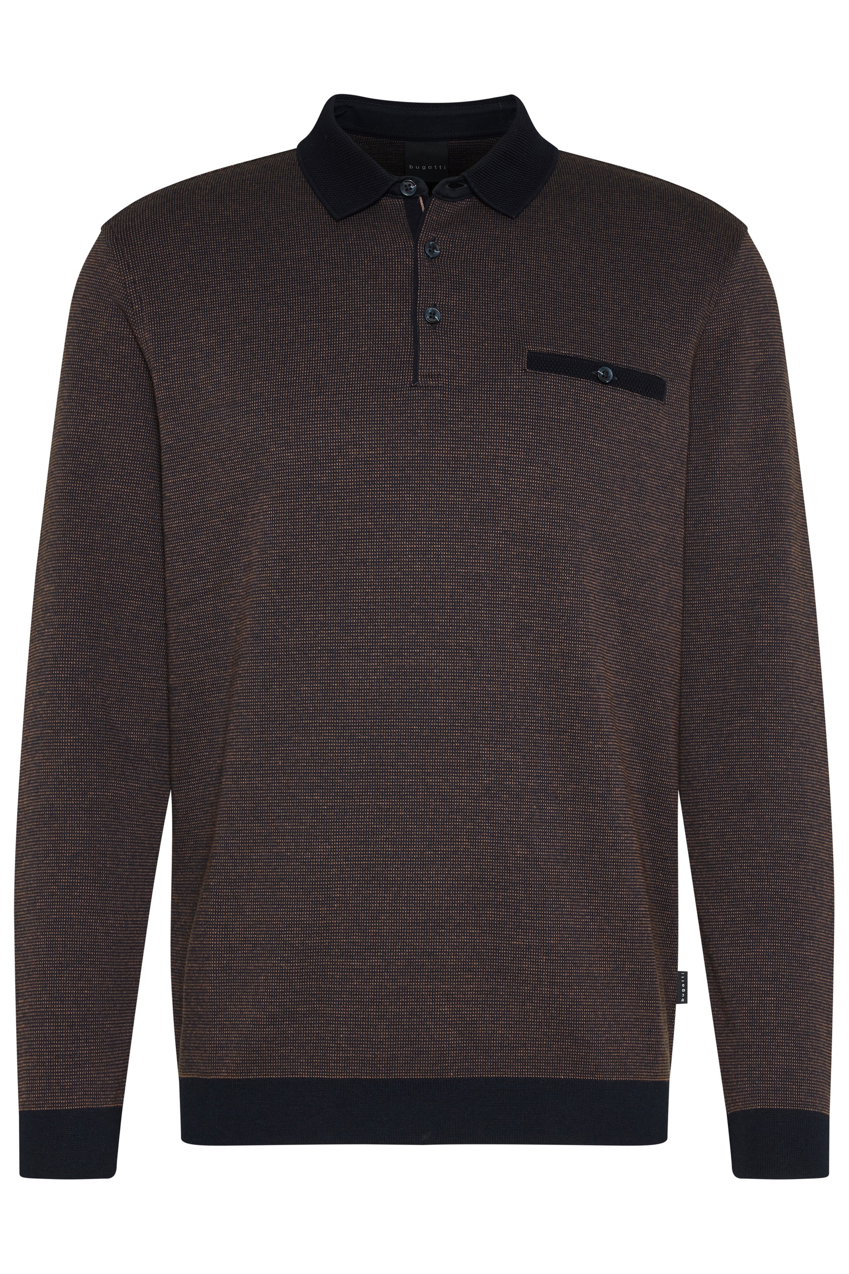 Thumbnail - bugatti Langarm-Poloshirt, in 2-tone-Optik