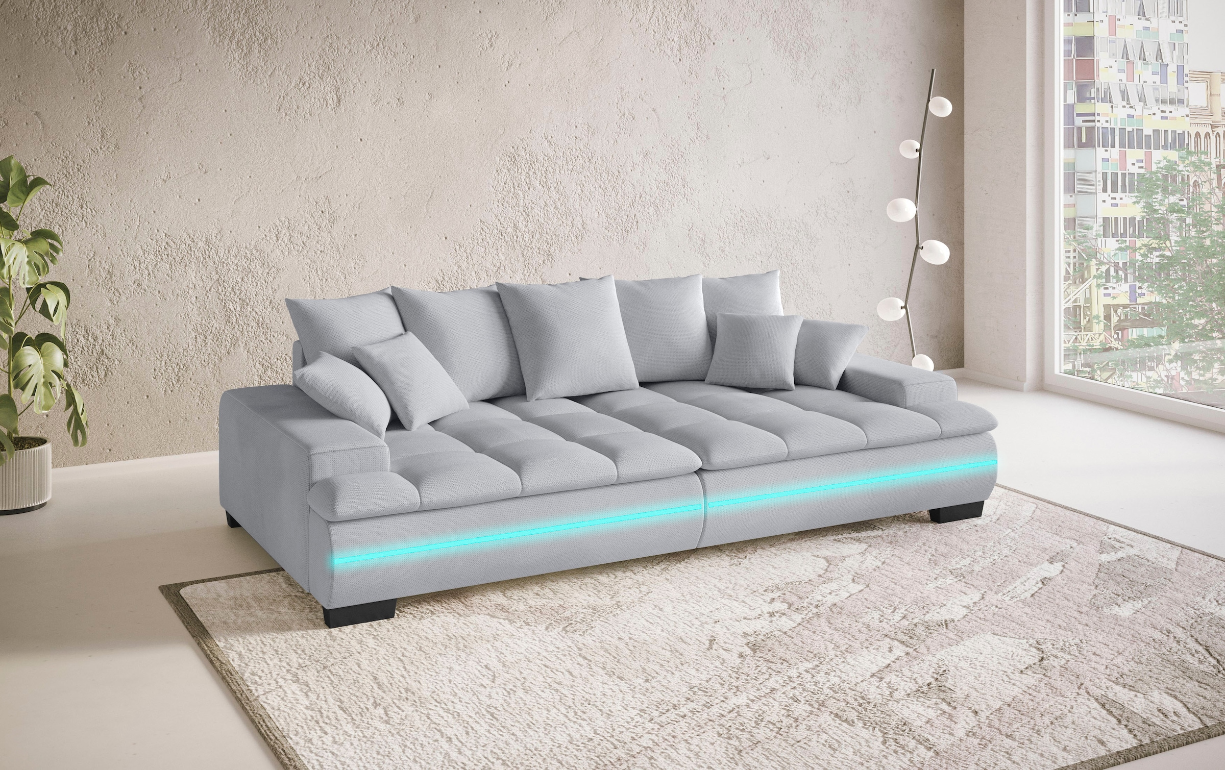 Mr. Couch Big-Sofa »Haiti II RGB-LED«, RGB-LED Beleuchtung, mit Handwerklich gearbeiteter Komfort-Steppung