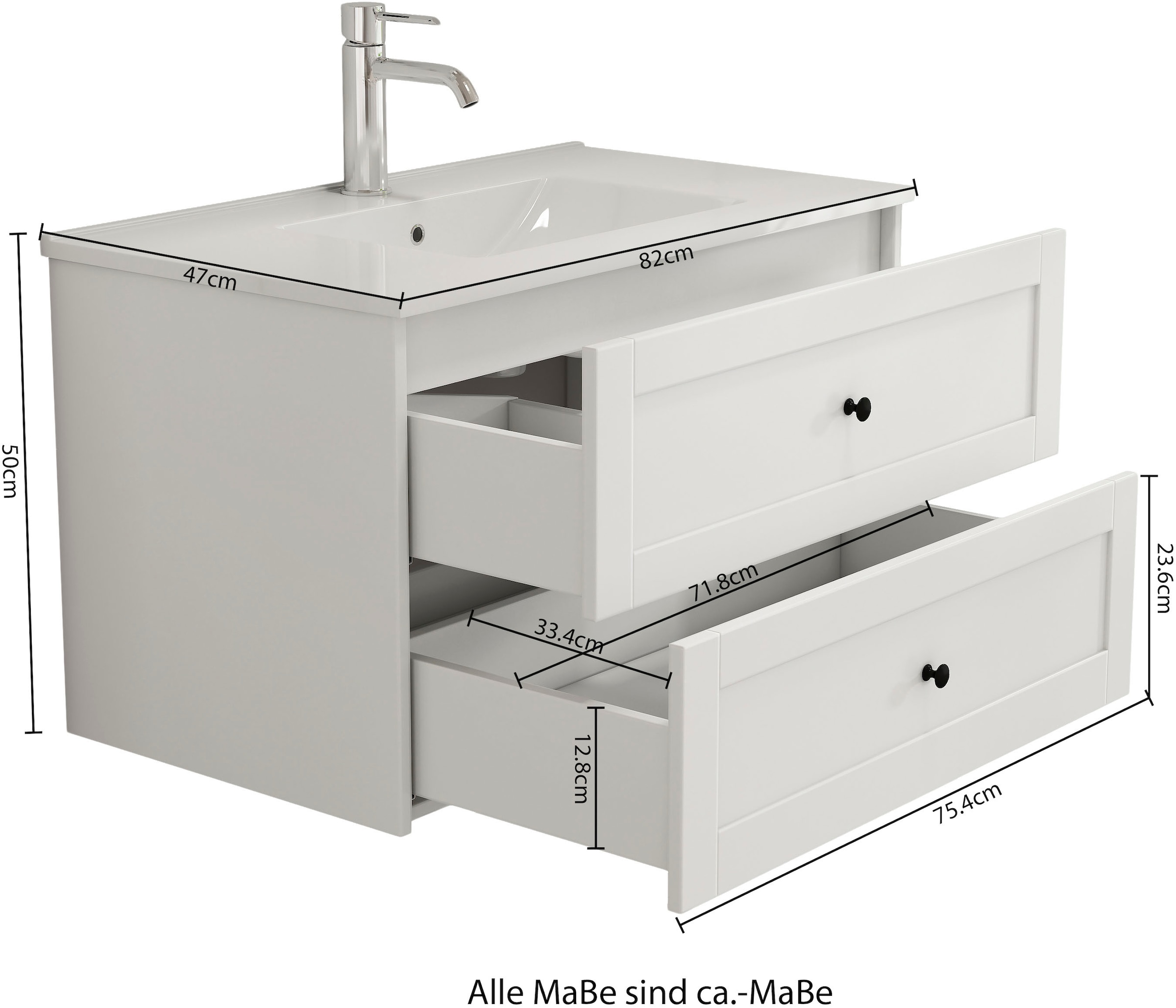 welltime Waschtisch »Rotterdam« Badmöbel inkl. Keramikwaschbecken, in verschiedenen Breiten erhältlich