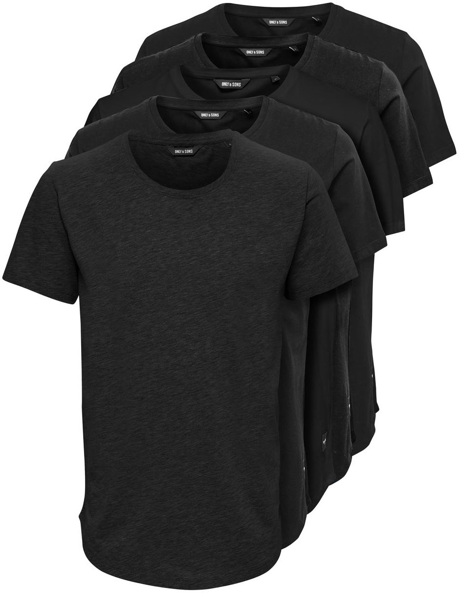 ONLY & SONS Rundhalsshirt "ONSMATT LONGY SS TEE 5-PACK", (Packung, 5 tlg.) günstig online kaufen
