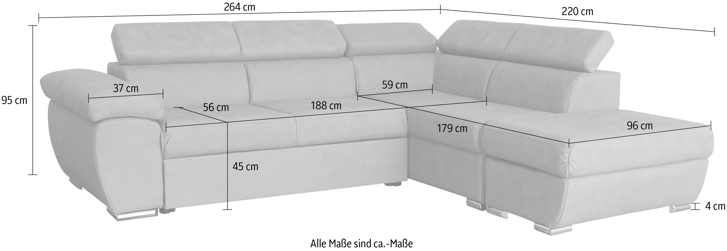 GEPADE Ecksofa »Fina, L-Form«, mit Schlaffunktion, verstellbaren Kopfstützen und Stauraum