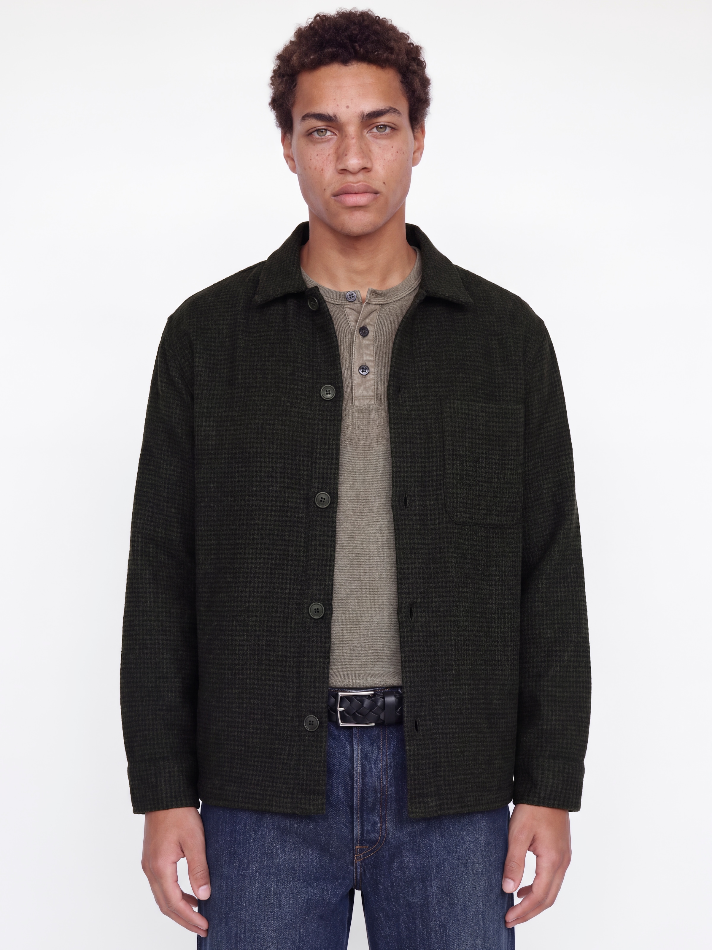 Jack & Jones Langarmhemd »JJESOHO OLLIE OVERSHIRT LS SN« Materialmix, locker geschnitten
