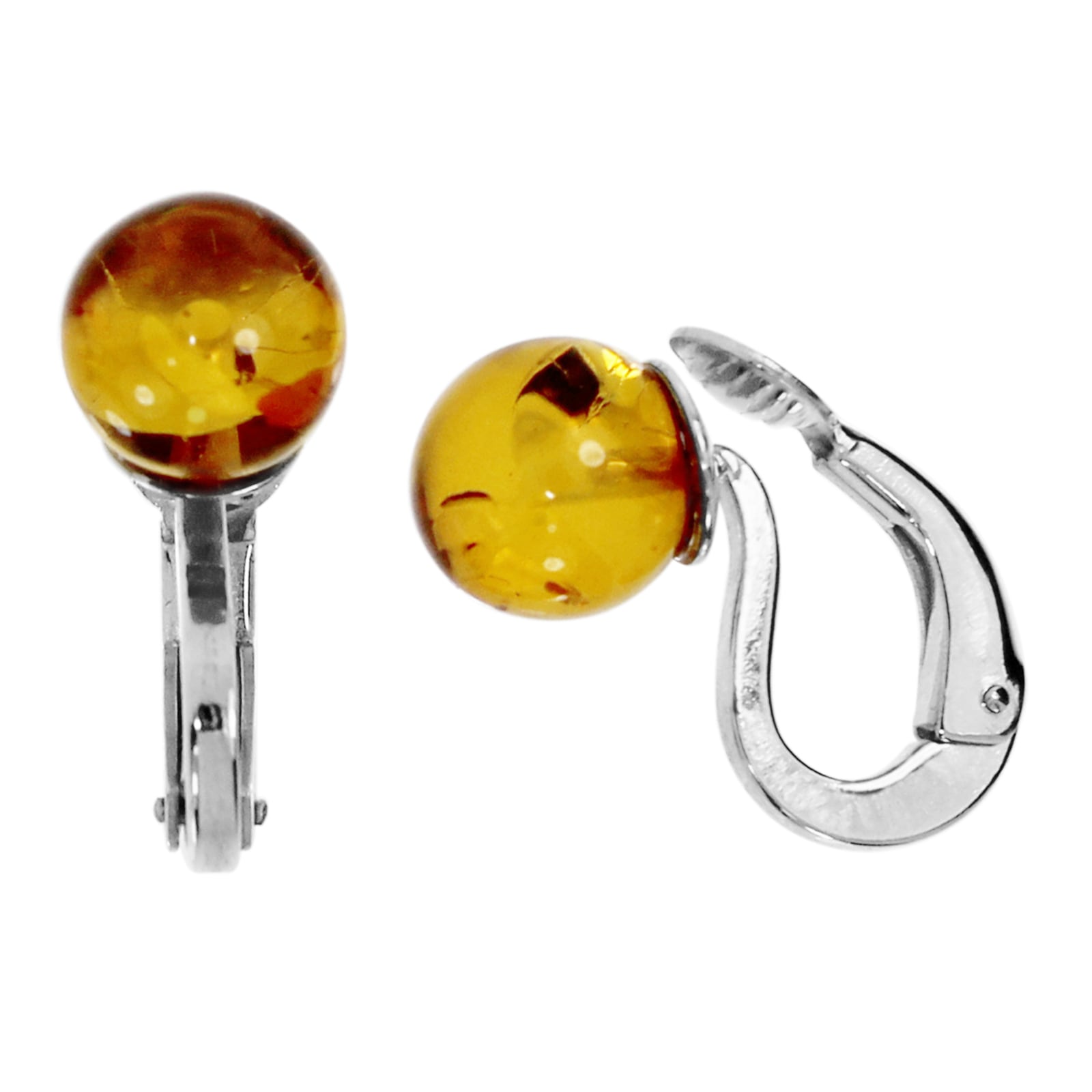 OSTSEE-SCHMUCK Damen Paar Ohrclips "Ostsee-Schmuck Ohrclip Kugel 8 mm Ohrclip Kugel 8 mm", 17 x 8mm, Silber 925 (Sterlingsilber), weiß, Silber 925