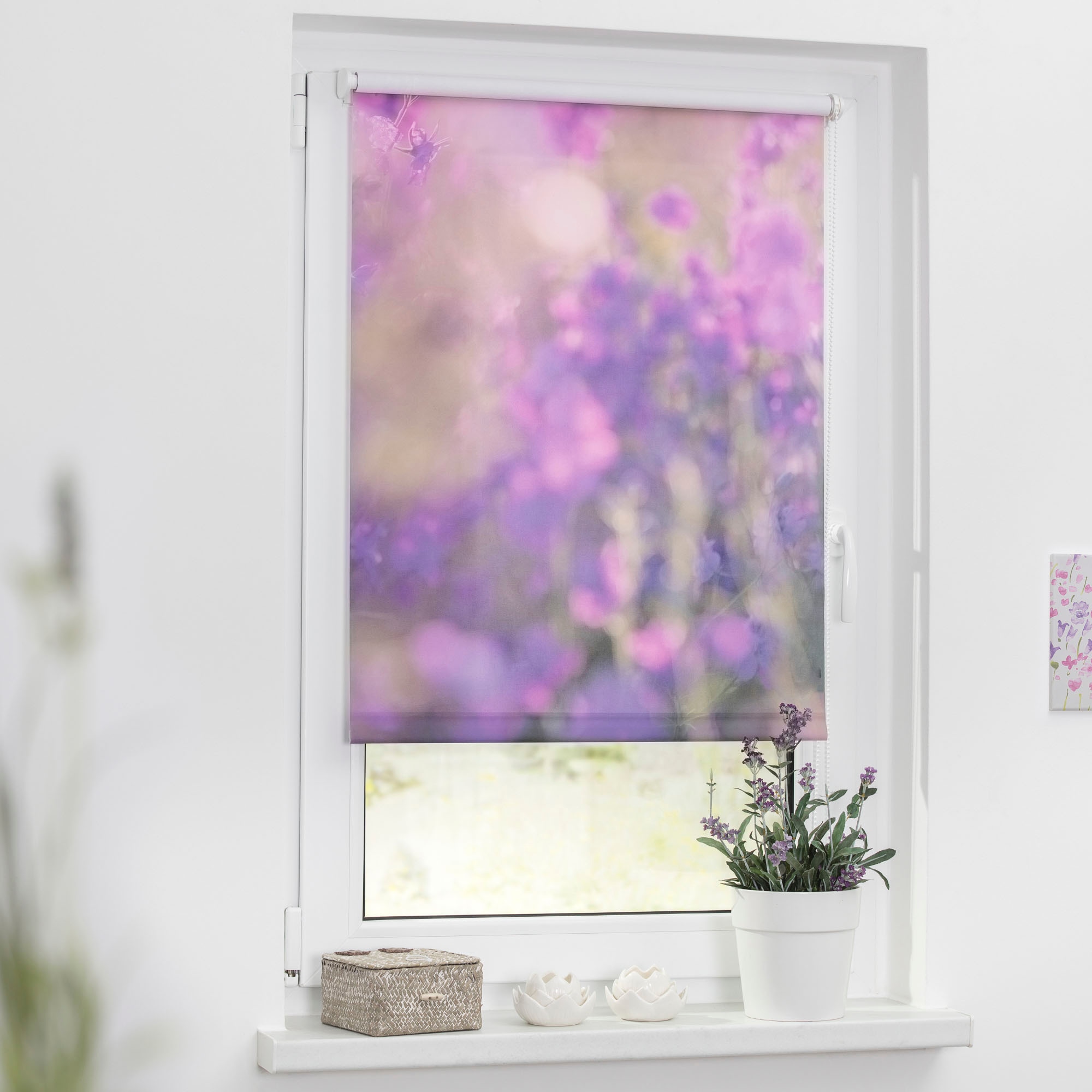 LICHTBLICK ORIGINAL Seitenzugrollo »Klemmfix Motiv Blumenwiese«, Lichtschutz, ohne Bohren, freihängend, bedruckt