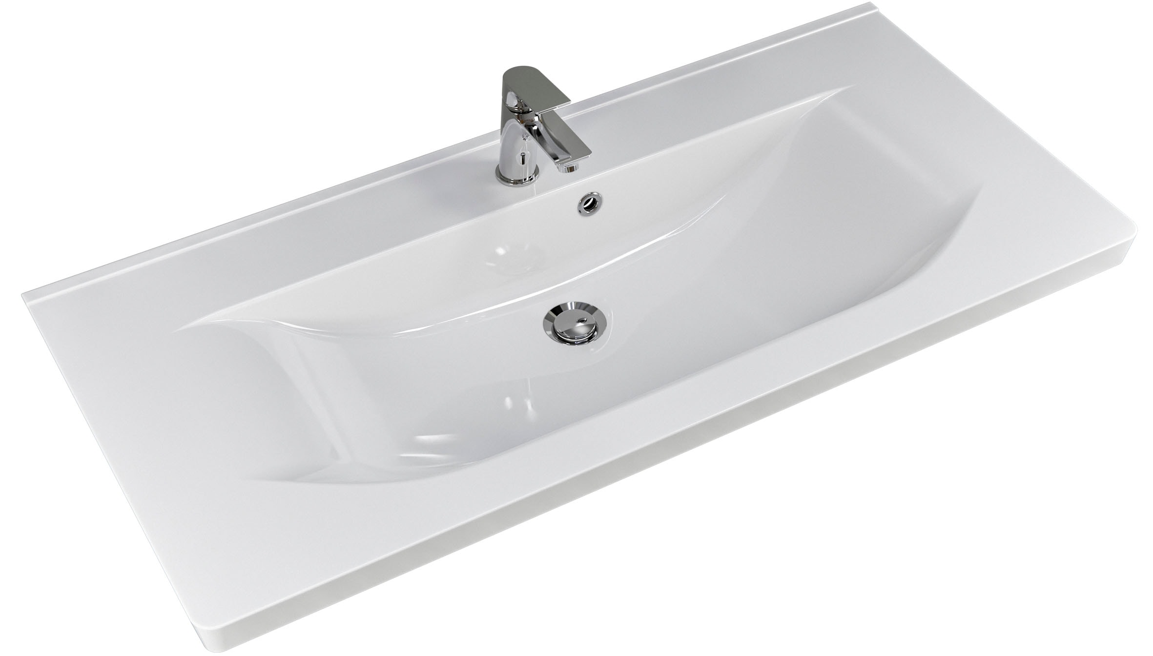 Saphir Badmöbel-Set »Trentino 2-tlg Mineralmarmor-Waschtisch, Spiegelschrank mit LED-Profil«, (3 St.), Badmöbel-Set 110cm breit, inkl. Türdämpfer, 3 Türen, 2 Auszügen