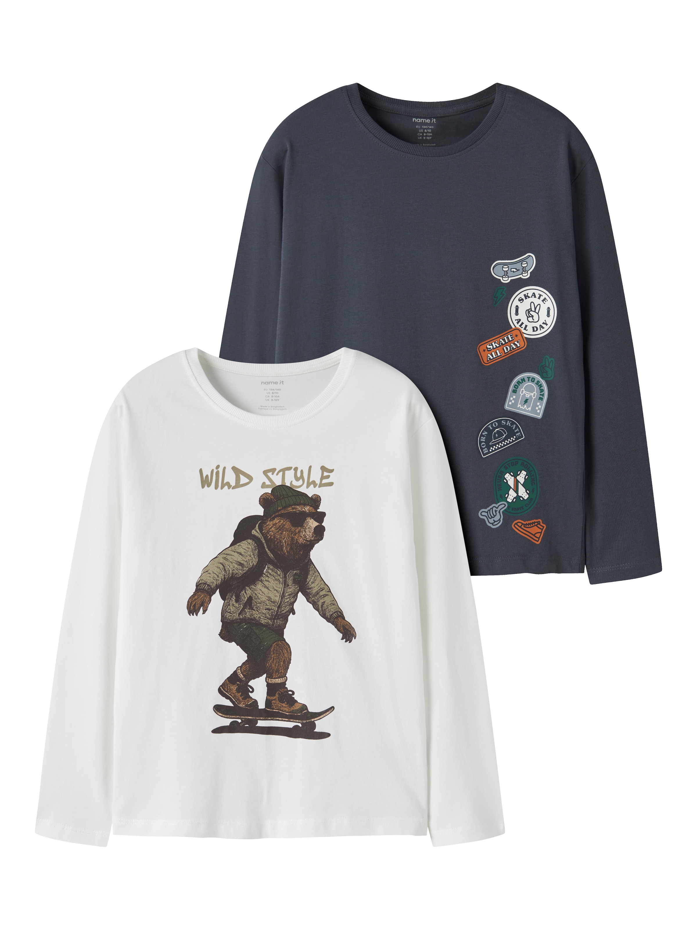 Name It Langarmshirt "NKMVAGNO 2P LS LOOSE TOP" Packung, 2er-Pack, 2 Baumwolle, loose fit, Print