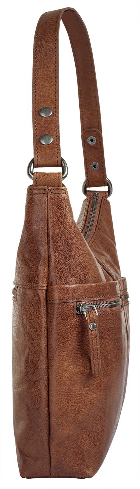 Umhängetasche SPIKES & SPARROW, Damen, Gr. B/H/T: 24cm x 24cm x 5cm onesize, braun (cognac), Leder, leicht glänzend, unifarben, Taschen Umhängetasche, echt Leder 3