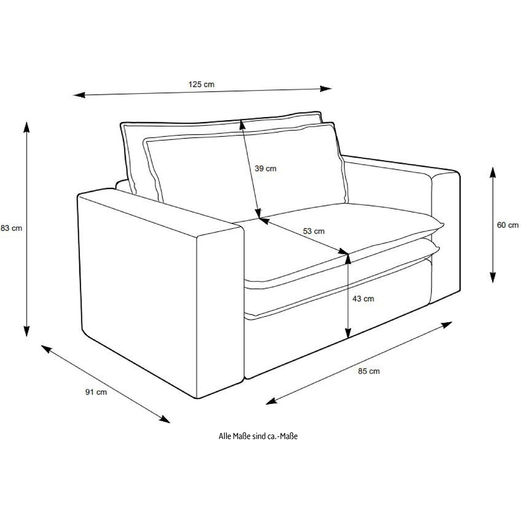 Places of Style Polstersessel »PIAGGE«, (2 tlg.), Hochwertiger Cord, Loveseat und Loveseat-Hocker im Set