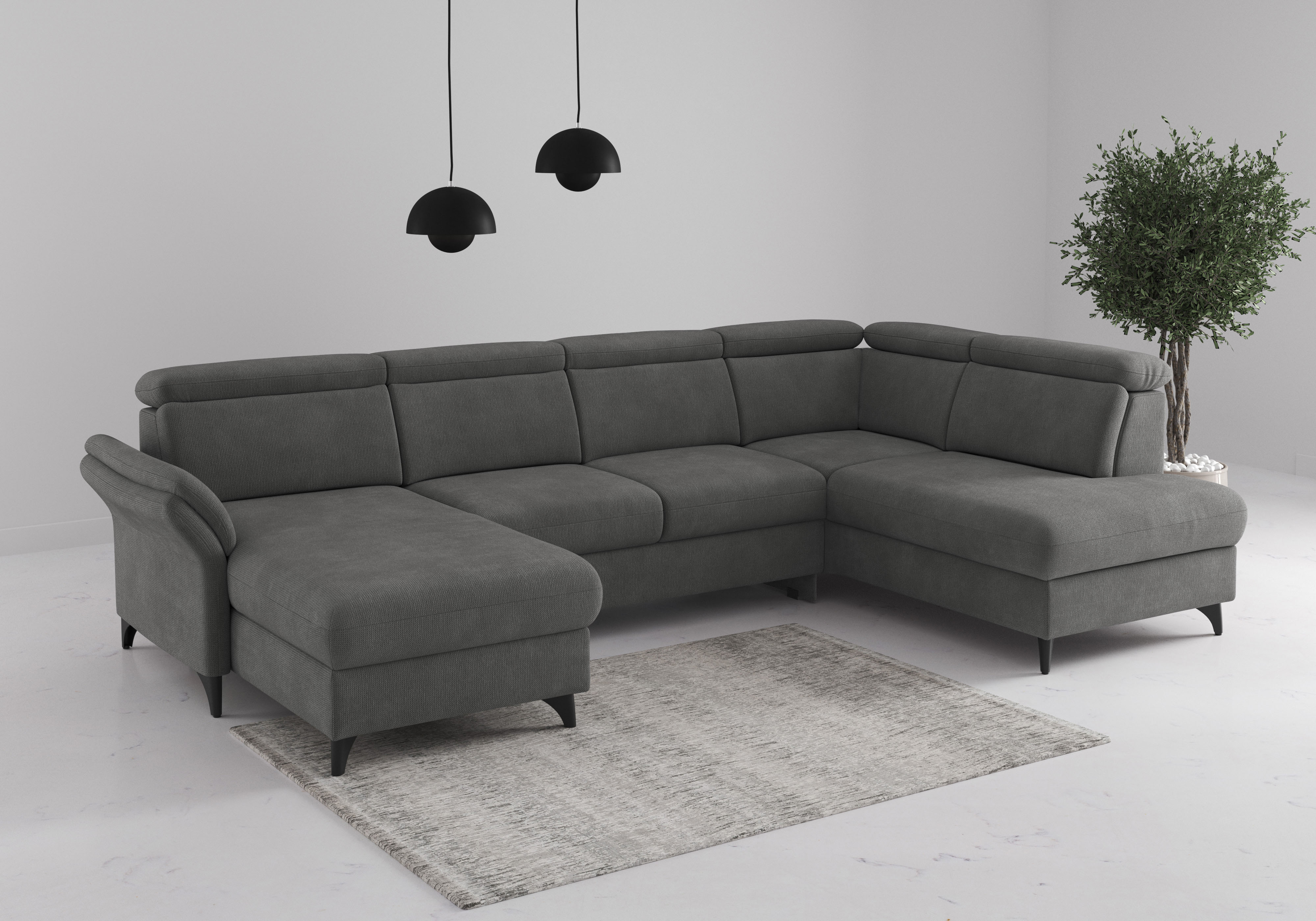 sit&more Wohnlandschaft "Glendale, U-Form" inkl. Kopfteilverstellung,wahlweise mit Vorziehsitz und Bettkasten