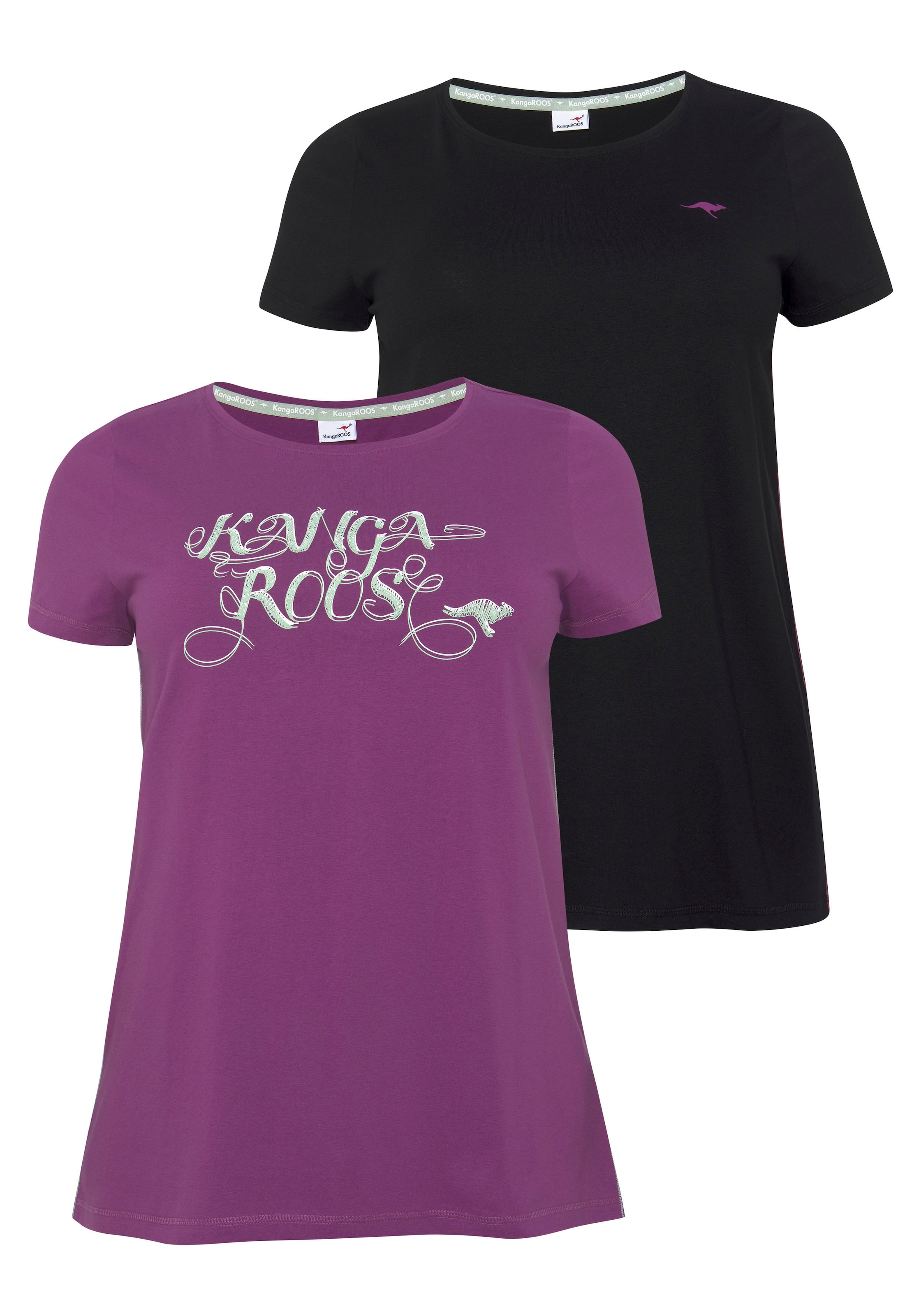 KangaROOS Longshirt Packung, 2er-Pack, 2 Stk. tlg. Kurzarm, figurumschmeich günstig online kaufen