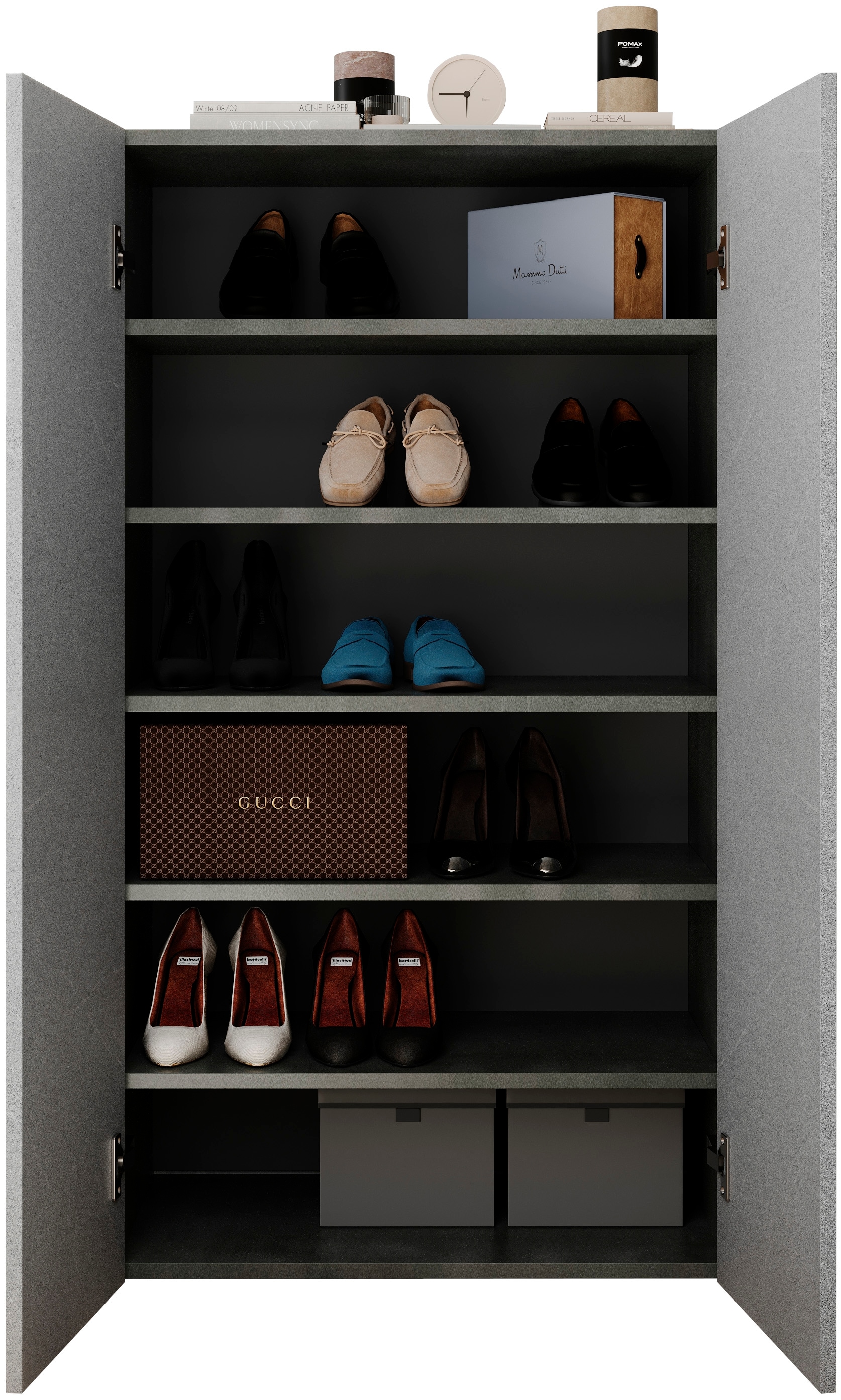 INOSIGN Schuhschrank »Pratiko Breite 63 cm, Höhe 114 cm, Schuhregal mit 6 Ebenen,«, Schuhkommode, 2 Türen, Platz für bis zu 15 Paar Schuhe