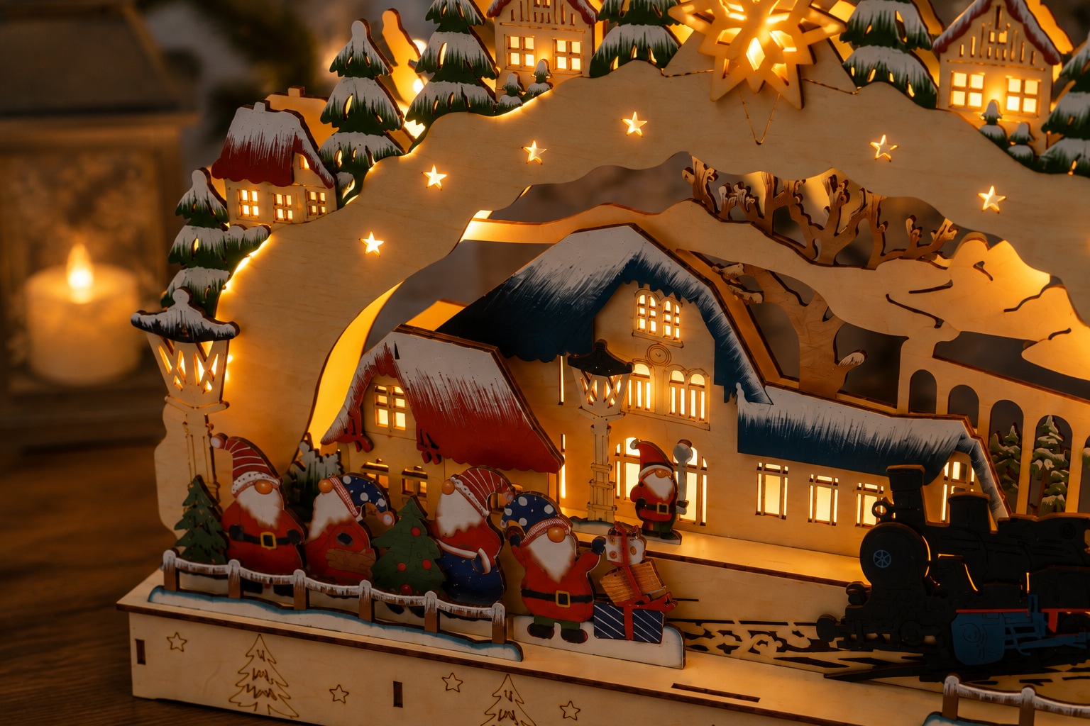 OTTO home LED Schwibbogen »winterliche Kulisse, mehrstöckig, 1 Stück« 1 Gratis-Hänger, 6h-Timer, 3D-Optik, winterliche Kulisse, Höhe 30 cm