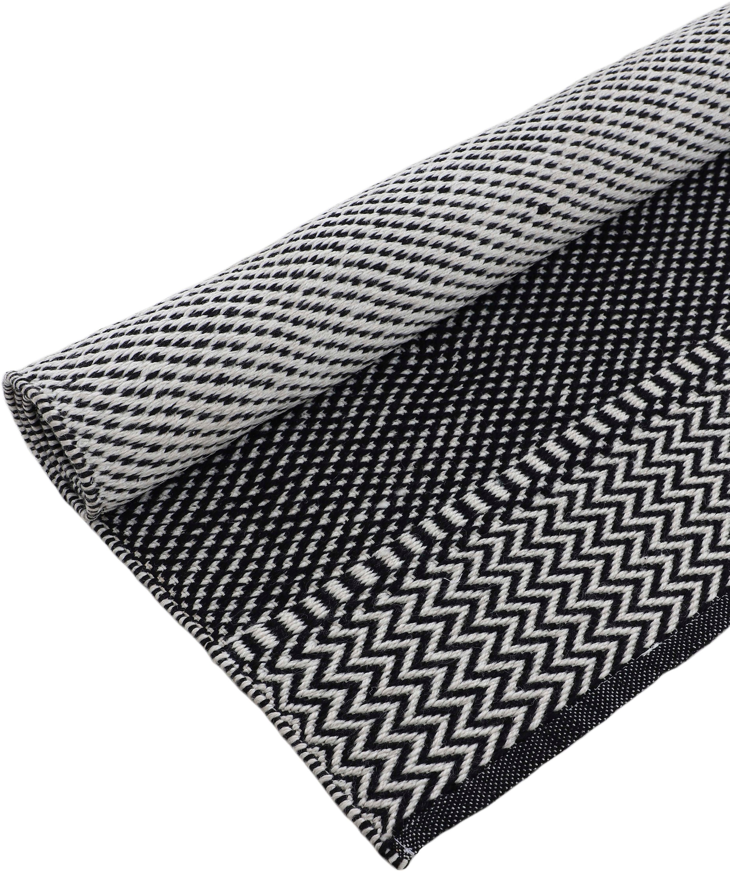 Teppich CARPETFINE "Frida 205", schwarz, B:60cm H:7mm L:110cm, Polyester, Teppiche, Teppich, Wendeteppich, 100% recyceltem Material (PET), Flachgewebe, Sisal Optik 3