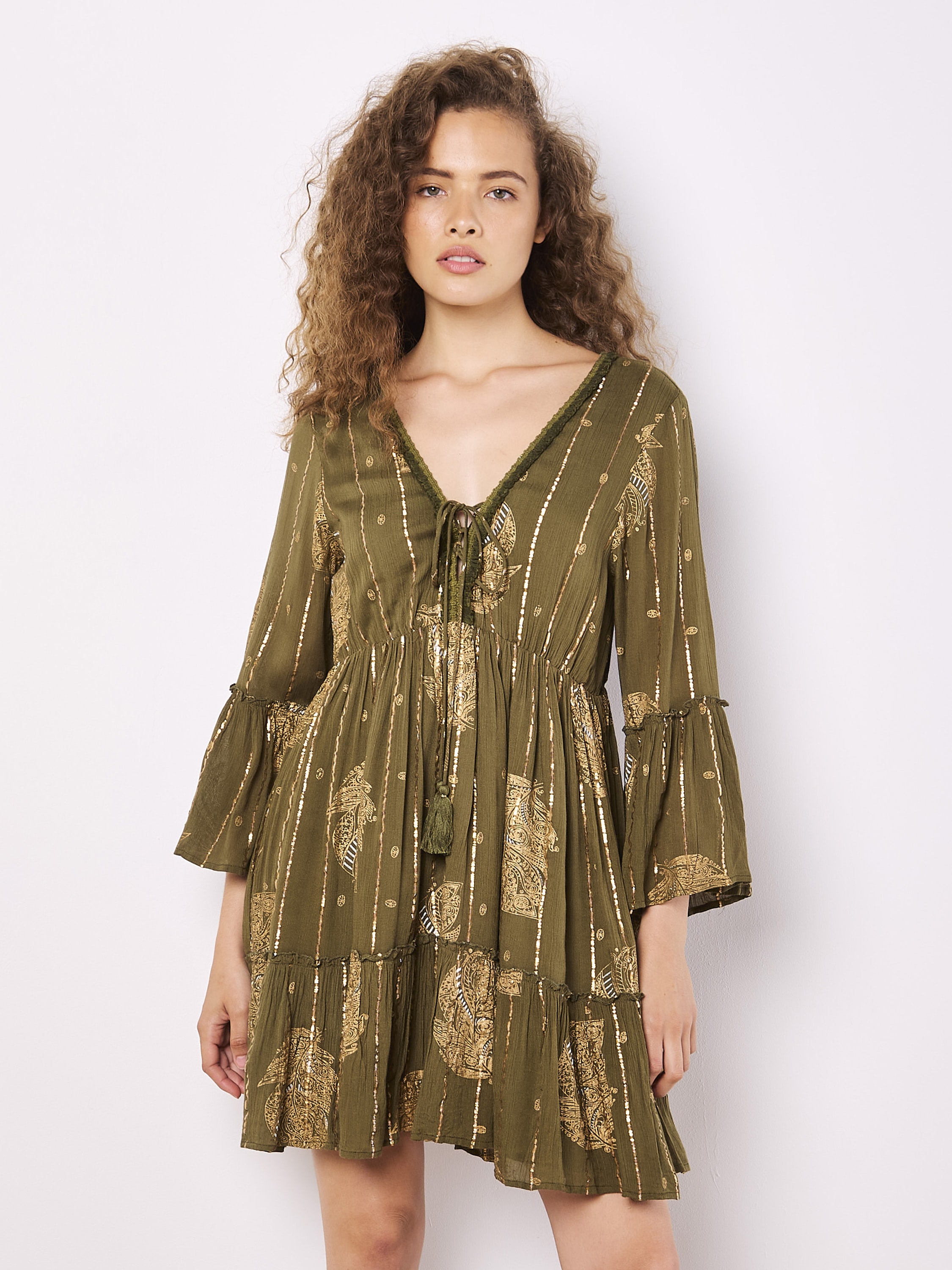 Apricot Minikleid "Paisleymuster Minikleid" im Boho-Style