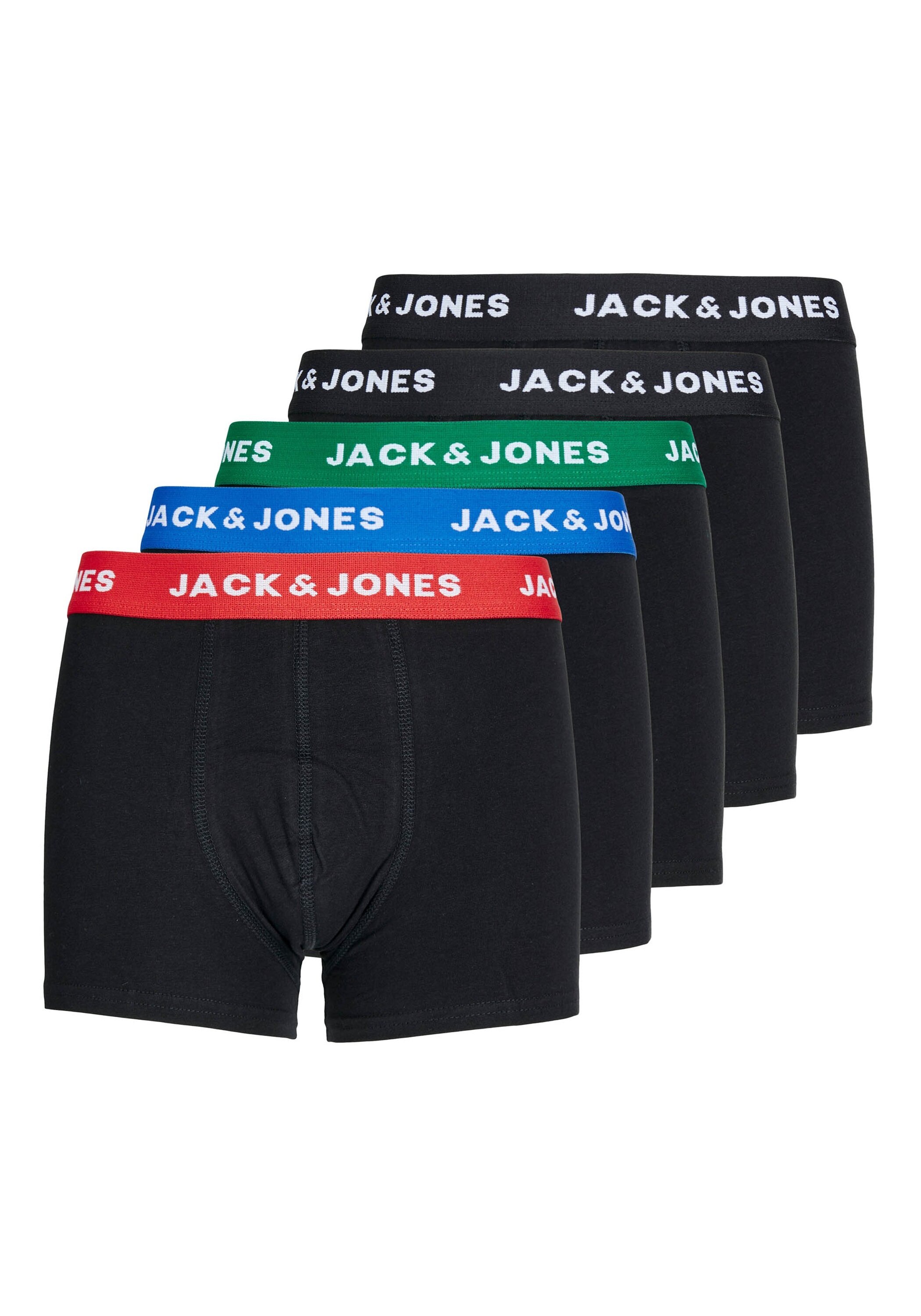 JACK & JONES Jungen Boxershorts "Boxershort JACHUEY TRUNKS 5 PACK JNR 5er Pack", Gr. 128, schwarz, Obermaterial: 95% Baumwolle CO. 5% Elasthan EL.,