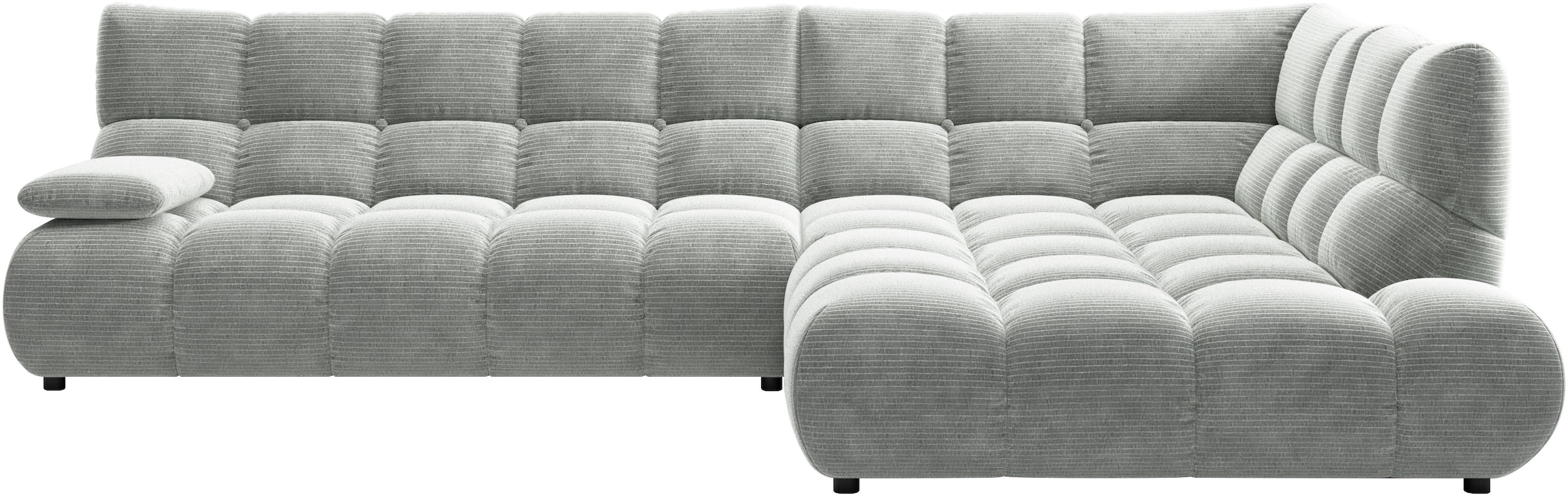 Home affaire Ecksofa "Cozy Bubble, mit klappbarer Armlehne, Breite 324 cm" mit eleganter Steppung, Rundumbezug & weicher Polsterung