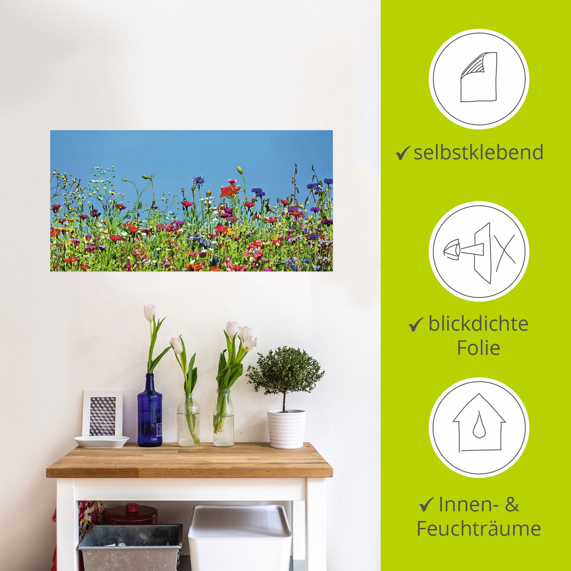 Artland Wandbild »Blumenwiese II«, Blumenwiese, (1 St.), als Leinwandbild, Wandaufkleber in verschied. Größen